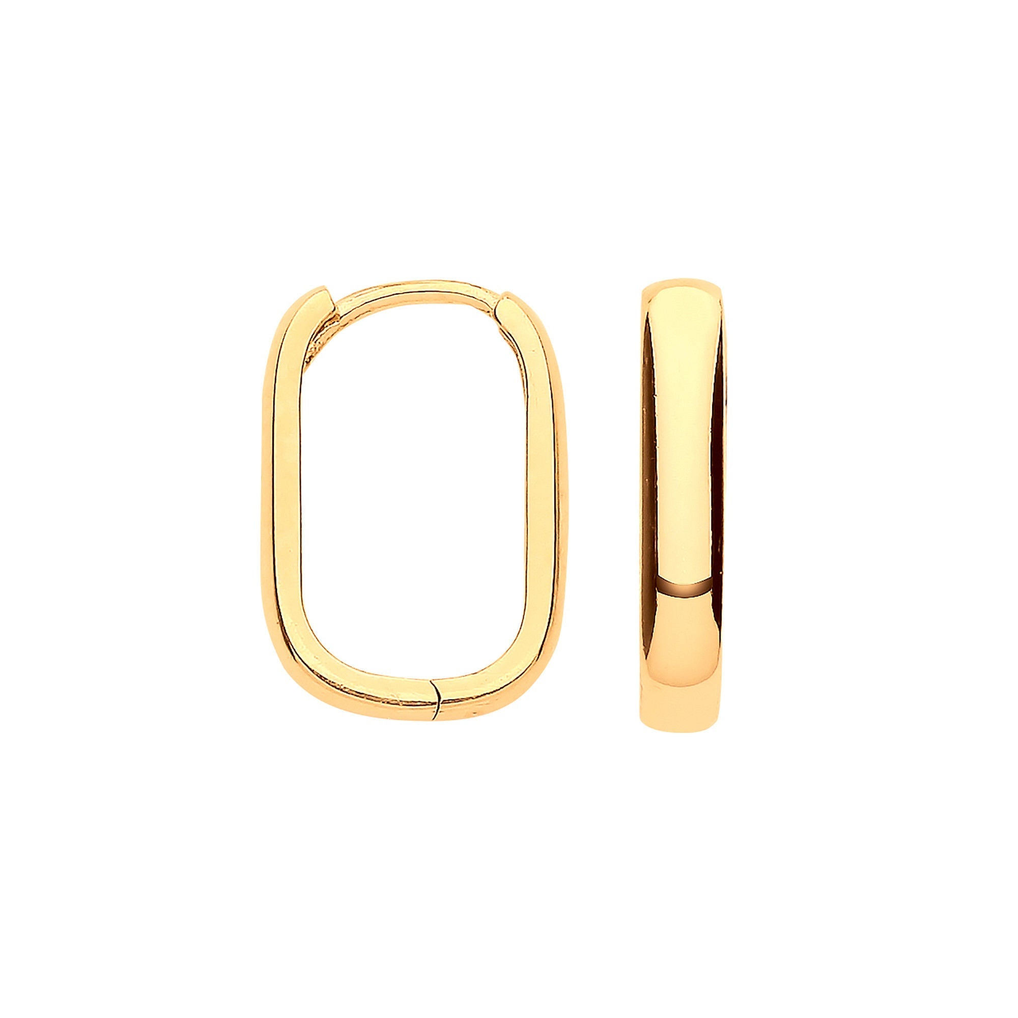 9ct Yellow Gold Plain Rectangle Hinged Huggies