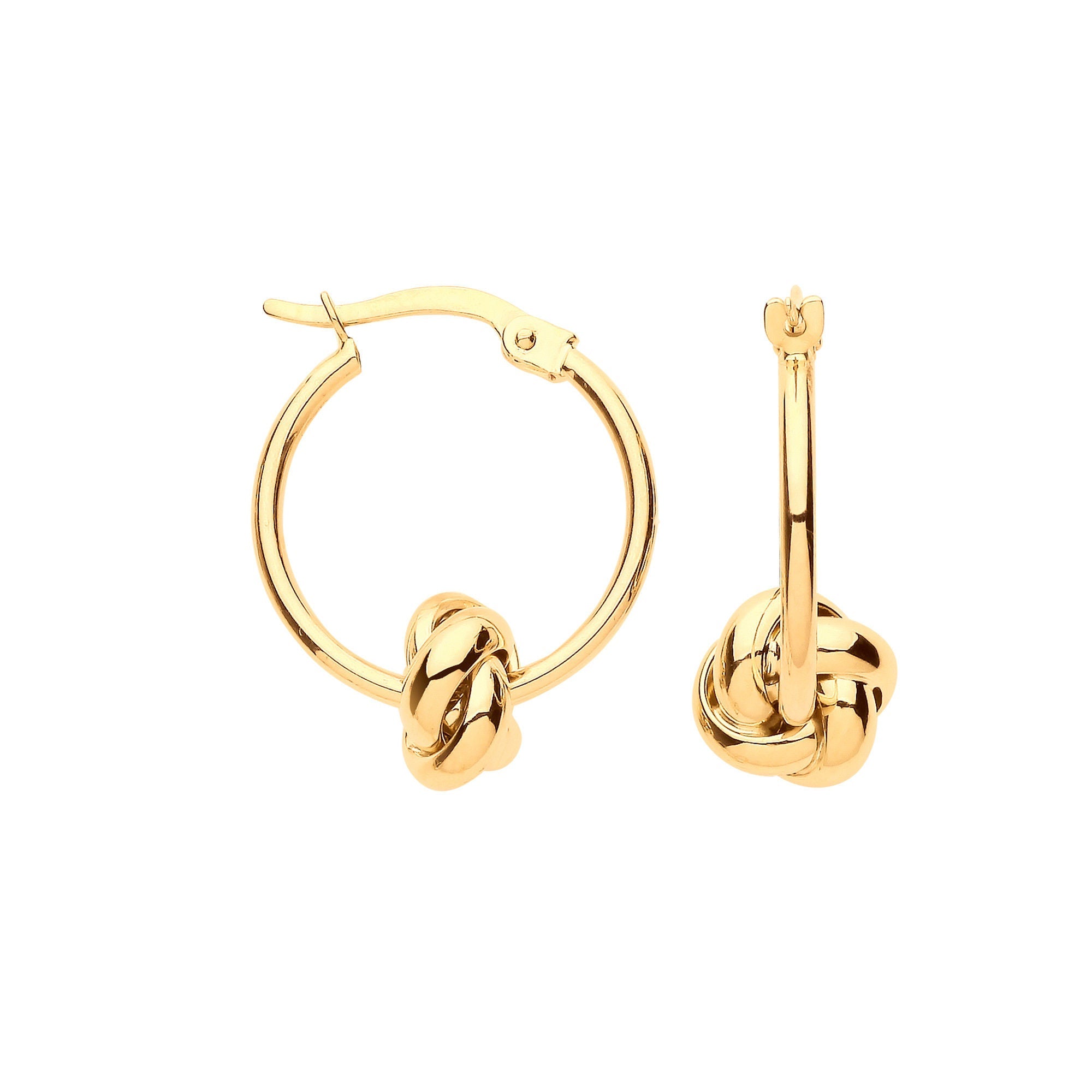 9ct Yellow Gold 18mm Knot Hoop Earring