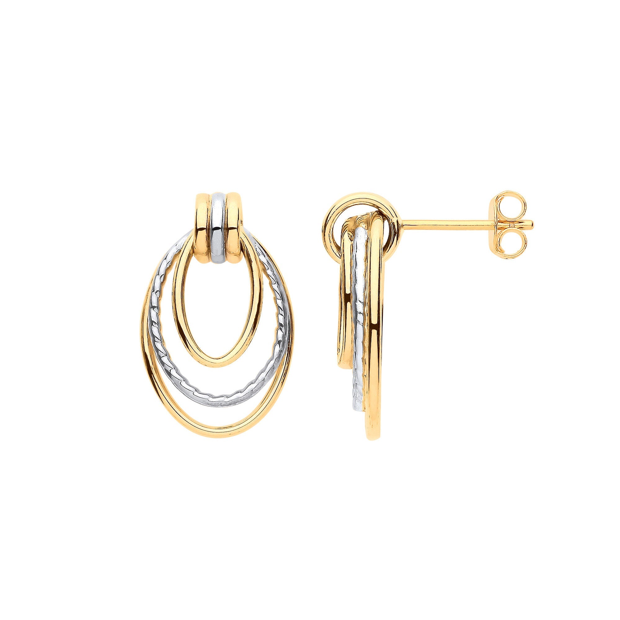 W 9ct Yellow Gold Graduated Oval Drop Earrings