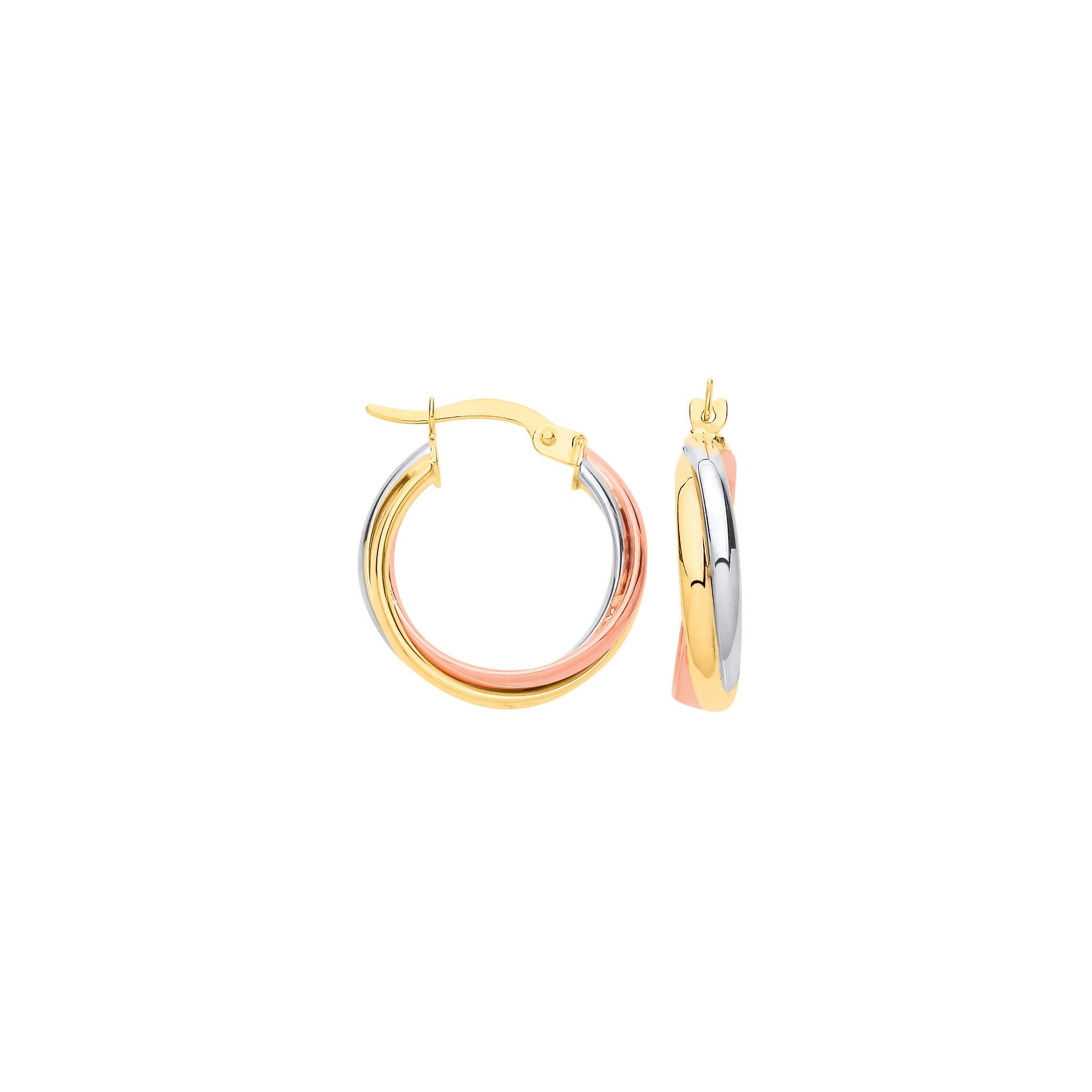 YW & 9ct Rose Gold Russian Wedding 18mm Hoop Earrings