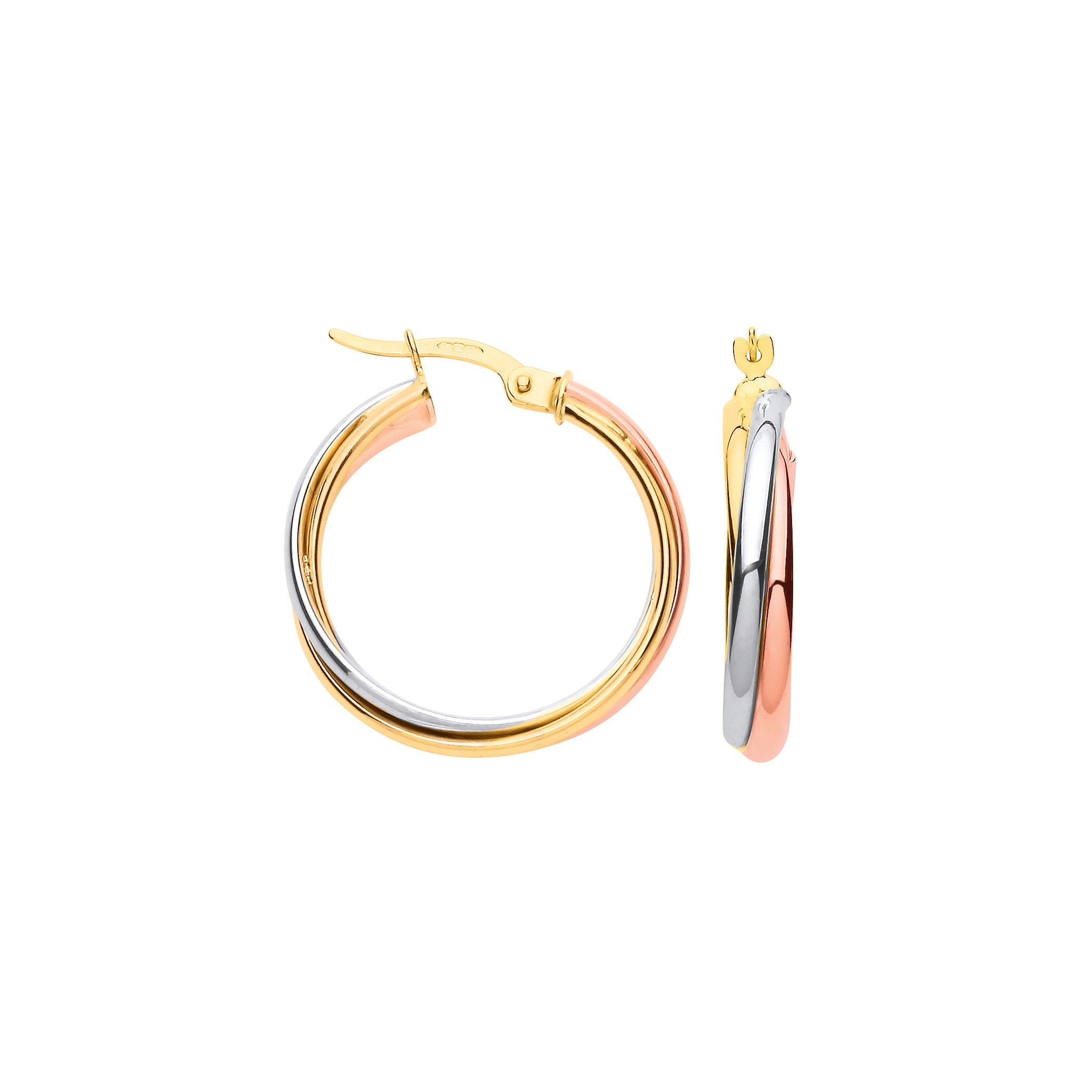 YW & 9ct Rose Gold Russian Wedding 23mm Hoop Earrings