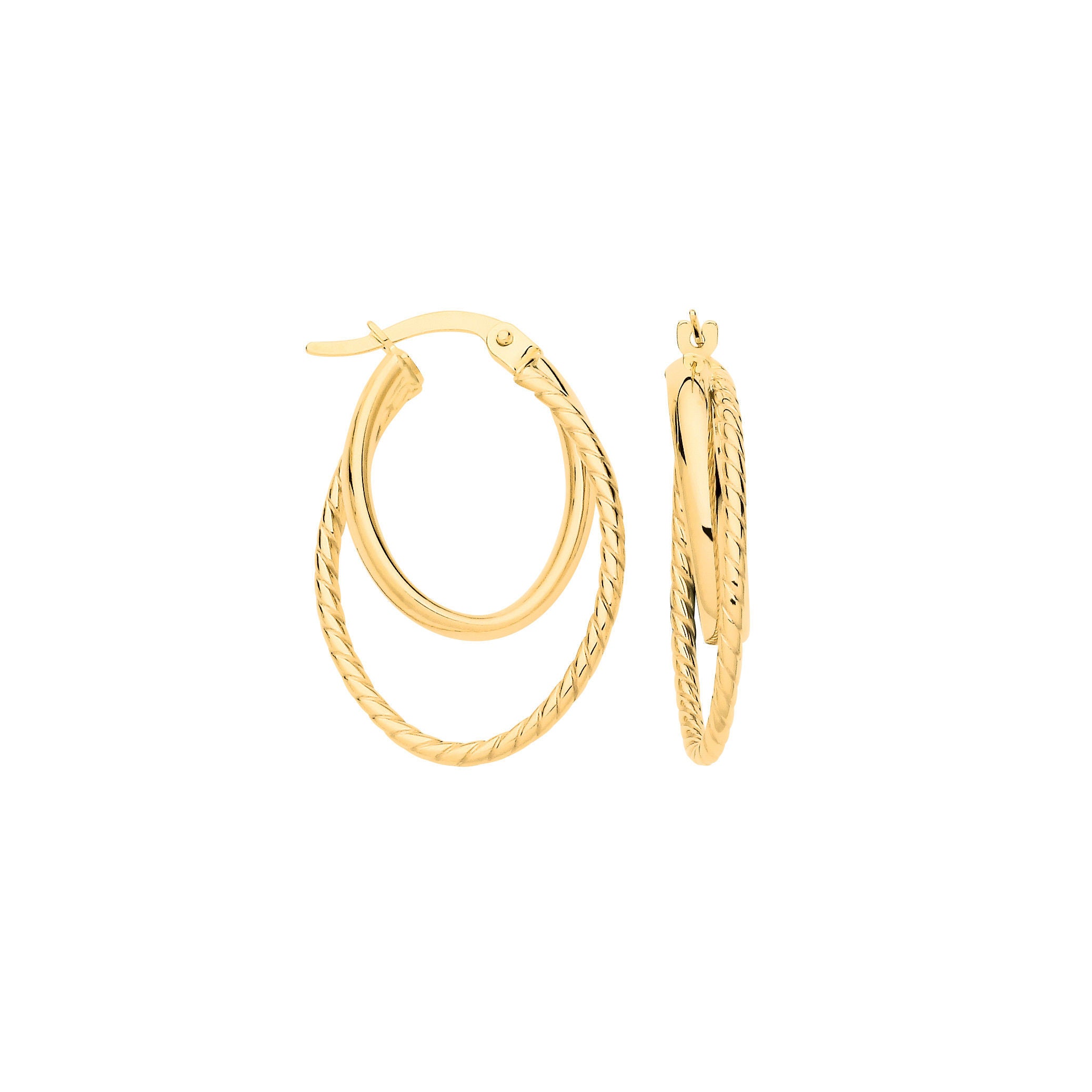 G Plain & Twisted Oval Hoop Earrings