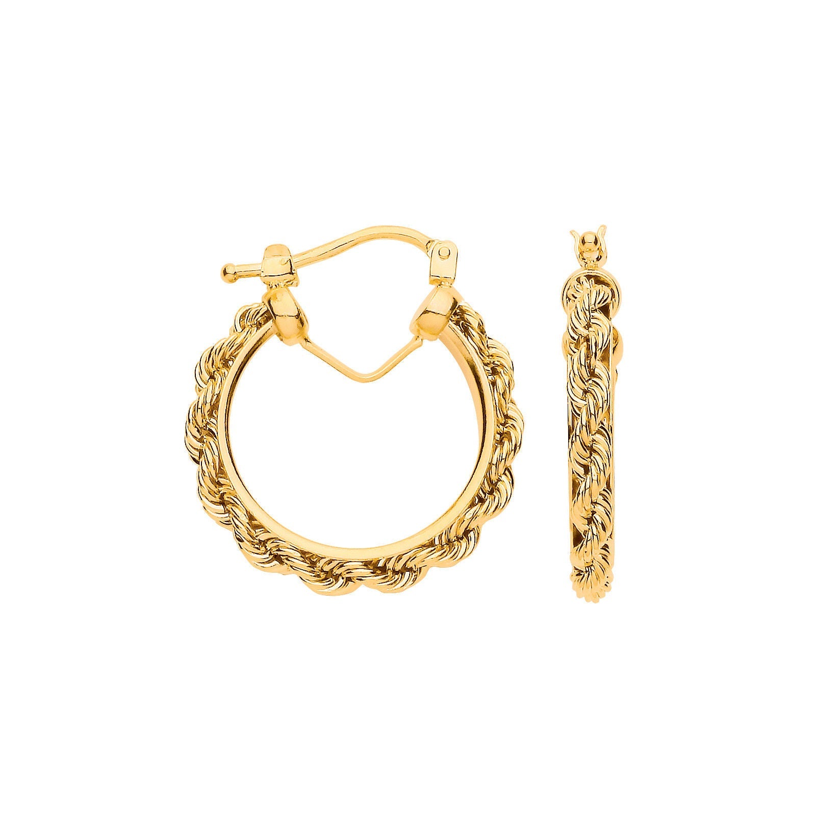 9ct Yellow Gold Rope Chain 20mm Hoop Earrings