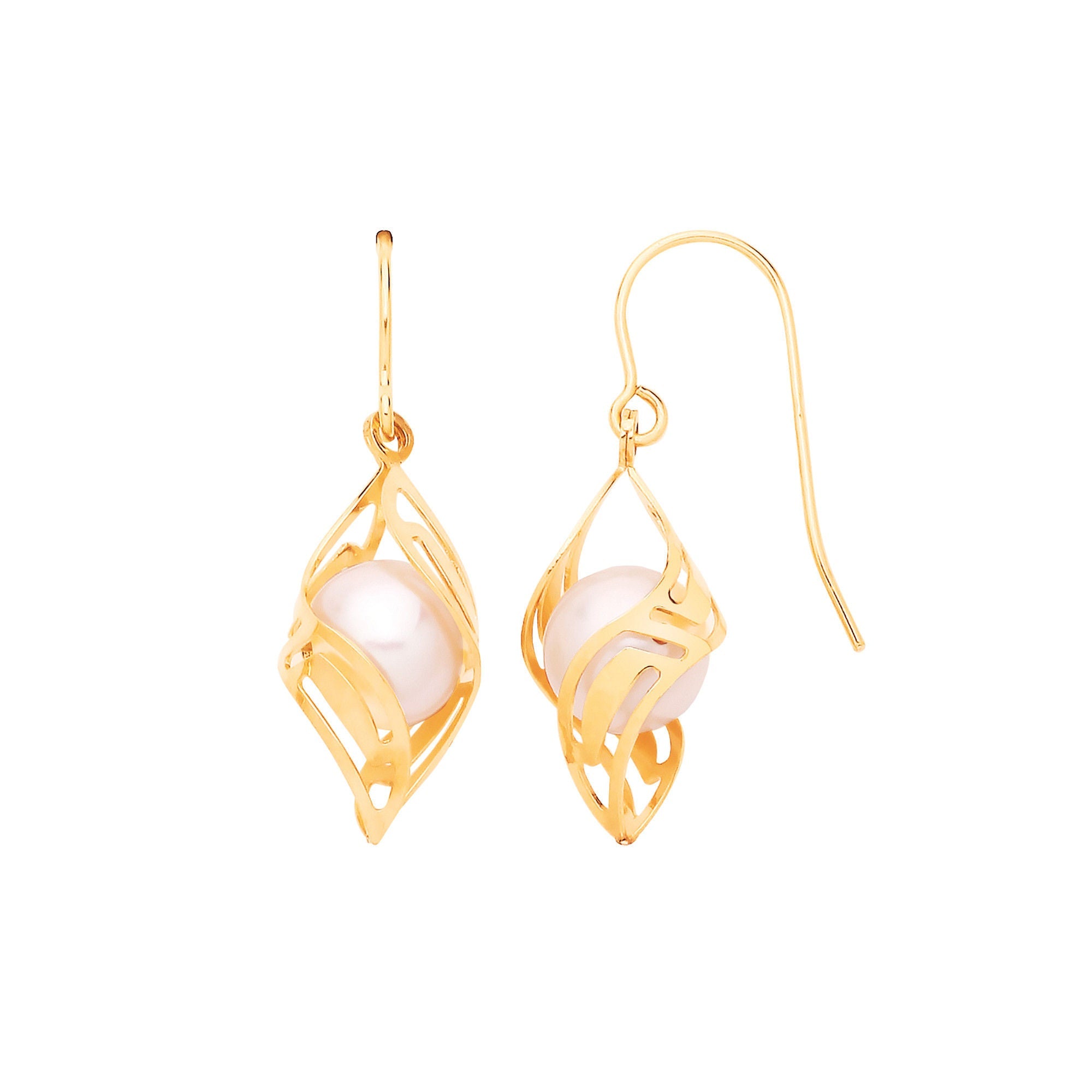 9ct Yellow Gold Pearl Fancy Drop Earrings