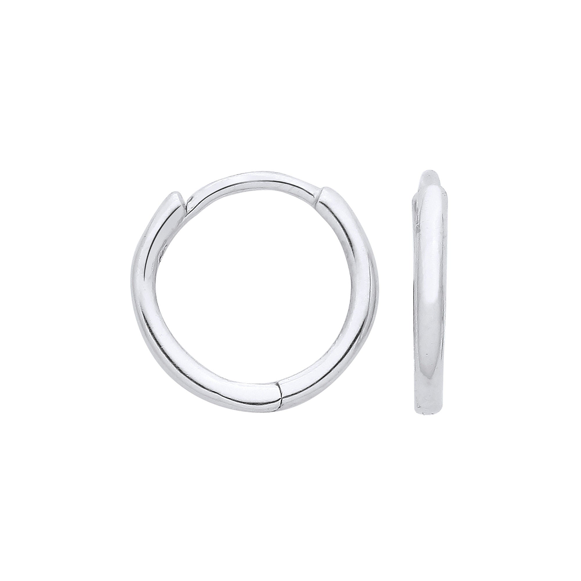 9ct White Gold 10mm Plain Hinged Sleepers