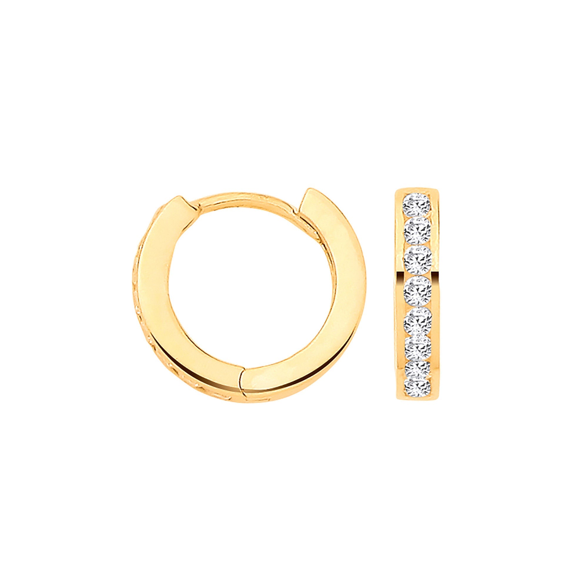 9ct Yellow Gold Channel set CZs Small Huggies