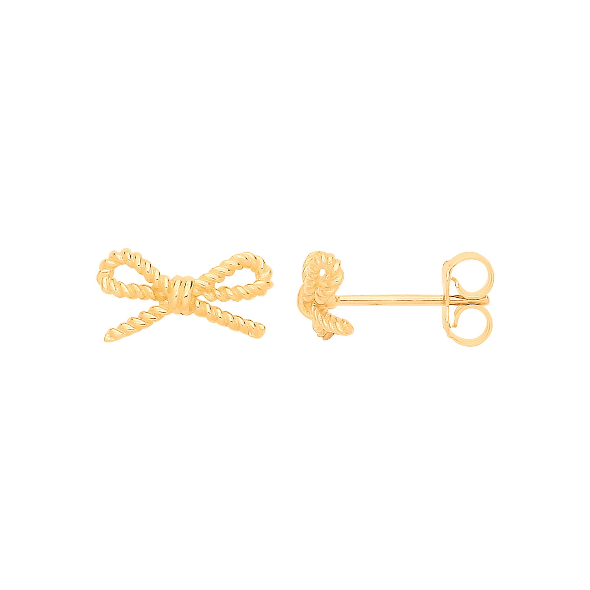 9ct Yellow Gold Bow Stud Earrings