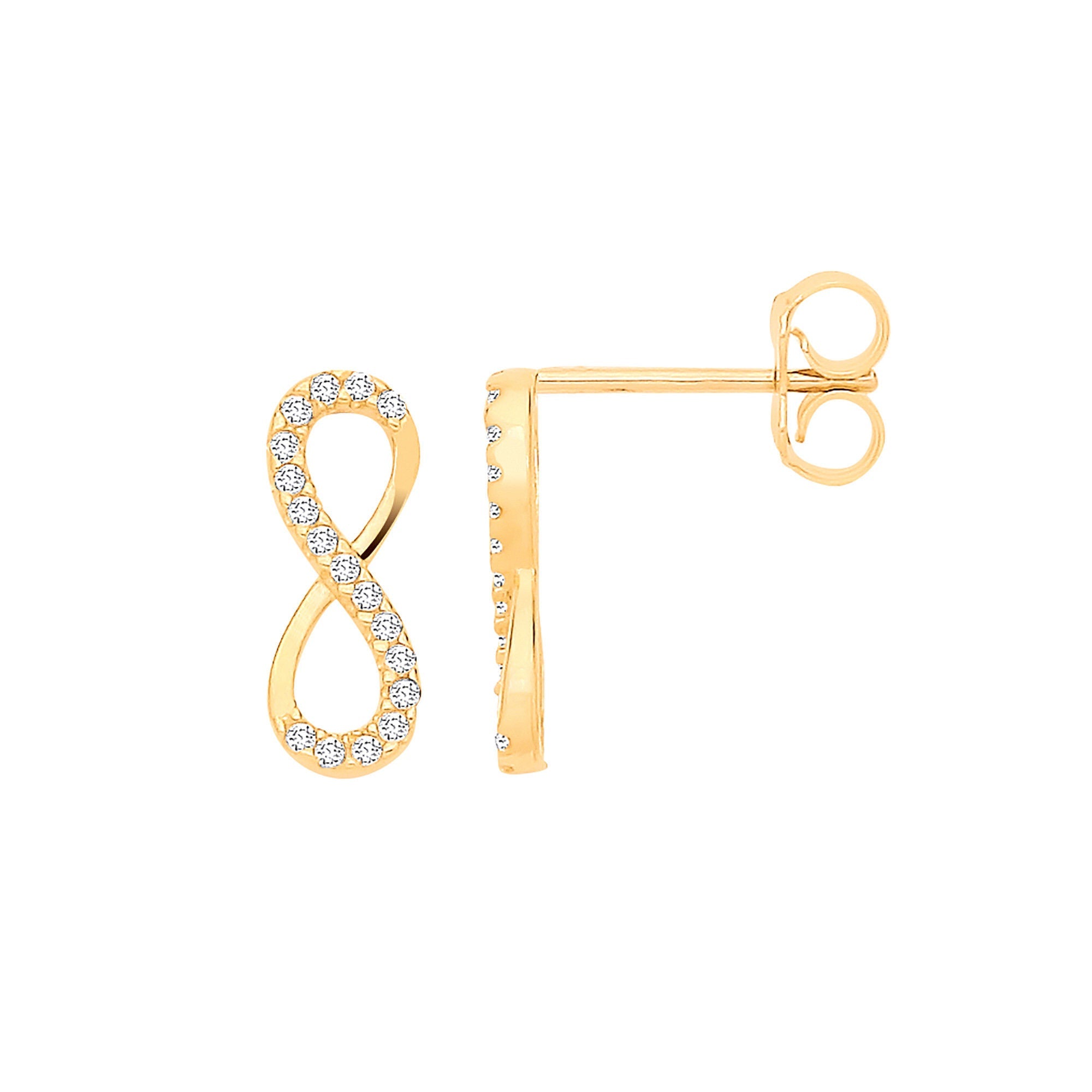 9ct Yellow Gold Infinity CZs Earrings