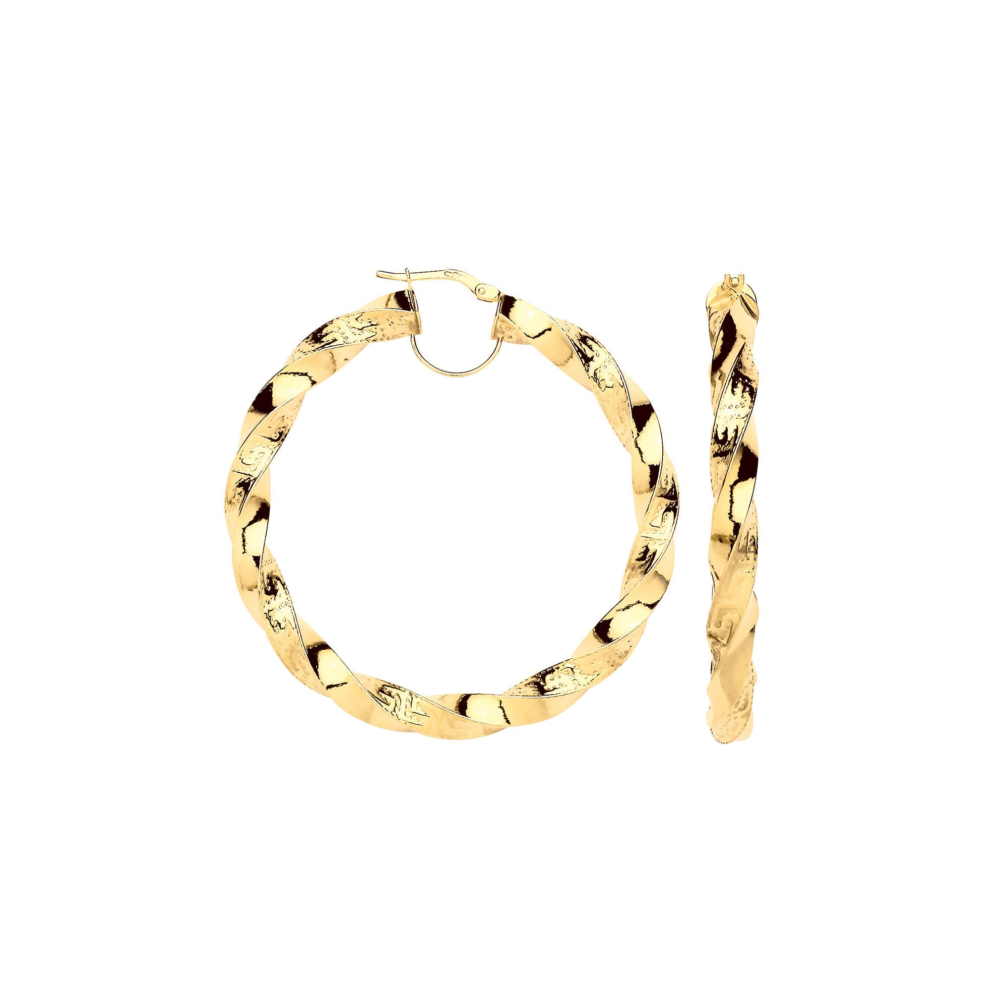 Y/G Twisted Greek Key 50mm Hoop Earrings