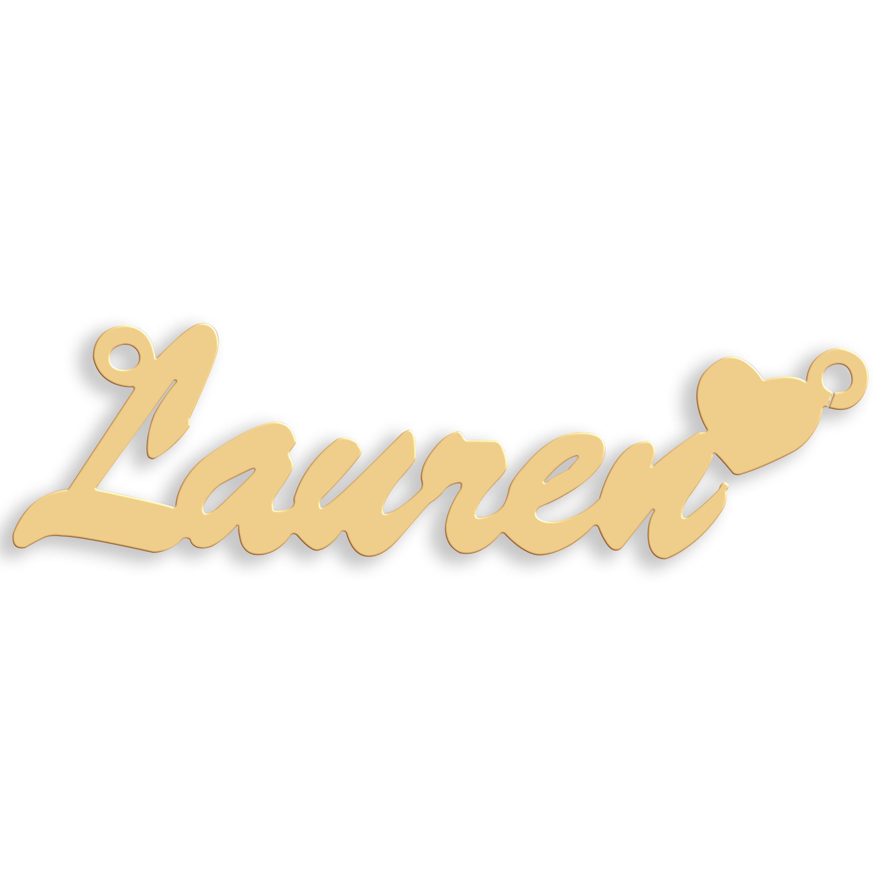 9ct Gold Script Heart Nameplate