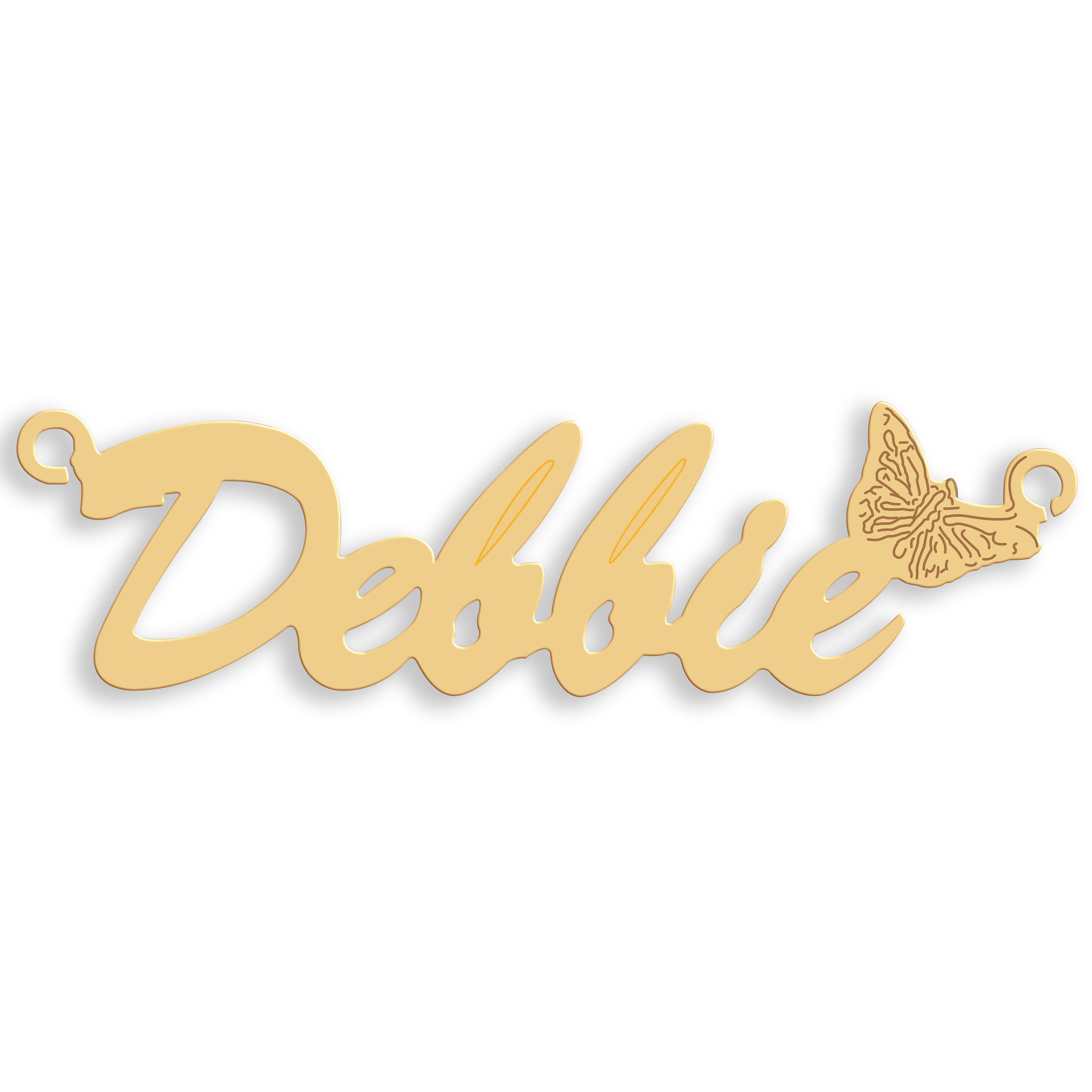 9ct Gold Script Butterfly Nameplate