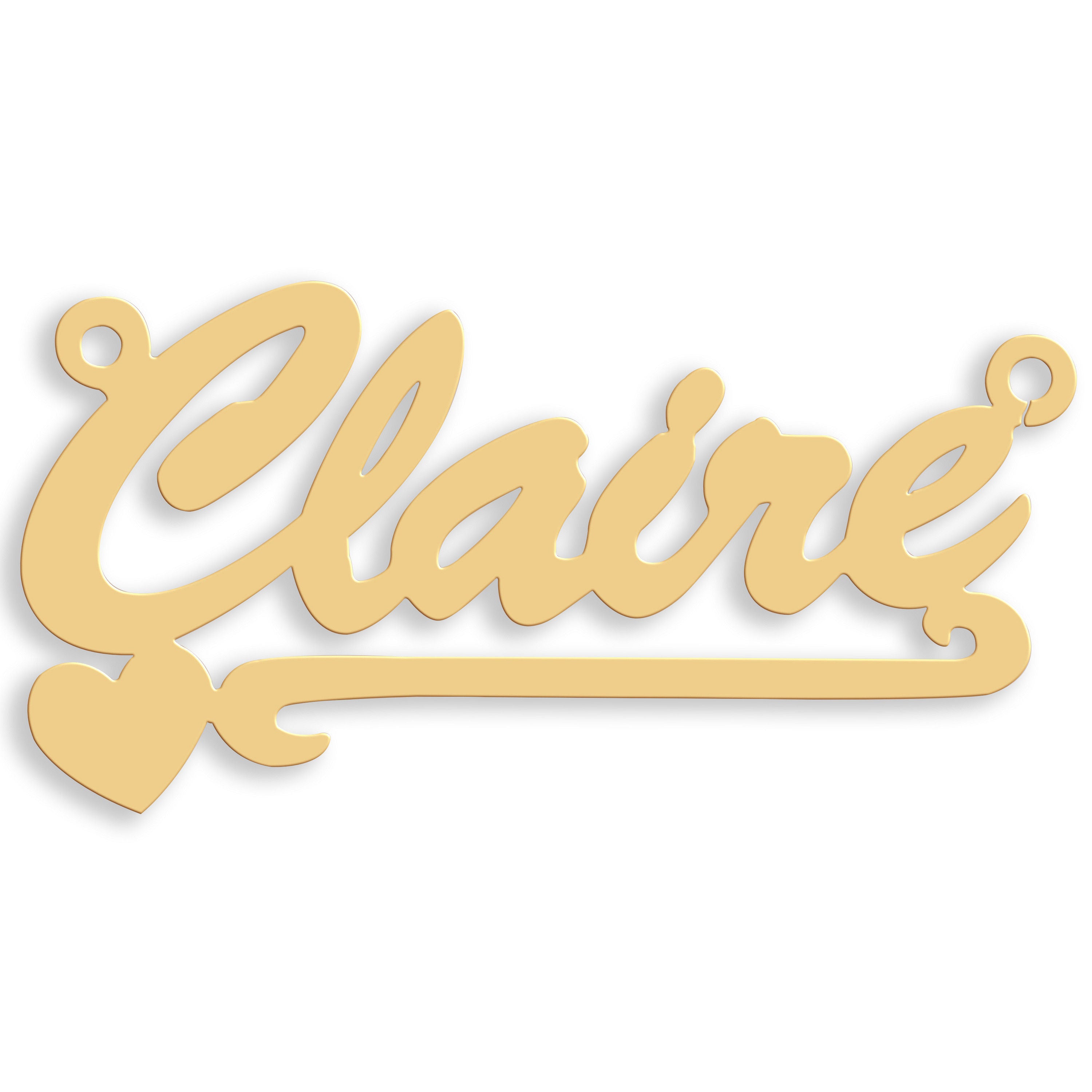 9ct Gold Script Heart Scroll Nameplate