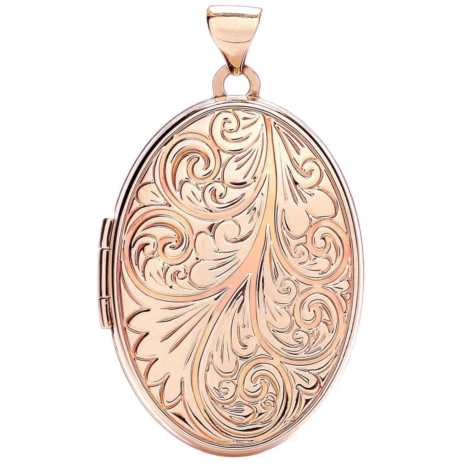 9ct Rose Gold Oval Locket with design