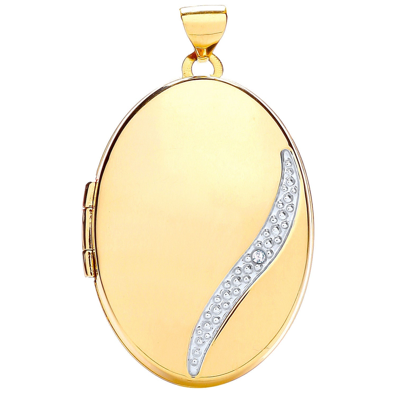 9ct Yellow Gold Oval Locket with Diamond