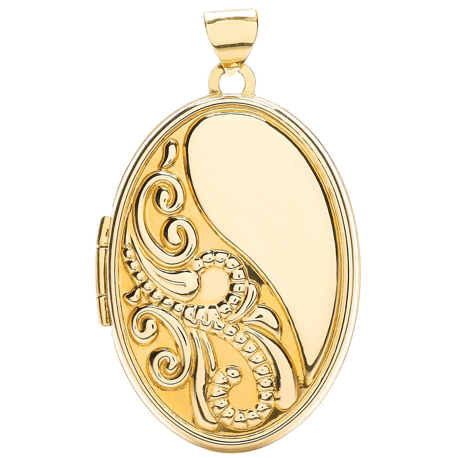 9ct Yellow Gold Oval Locket with half design