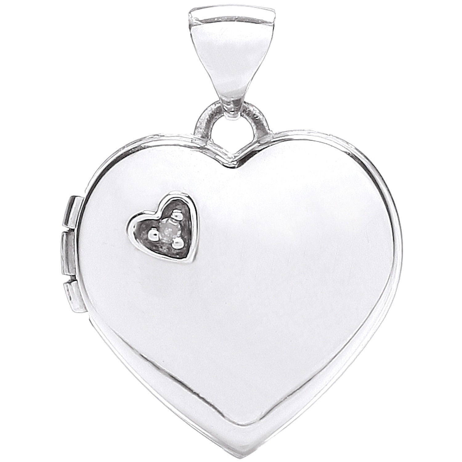 W/G Heart Shape Locket with Diamond