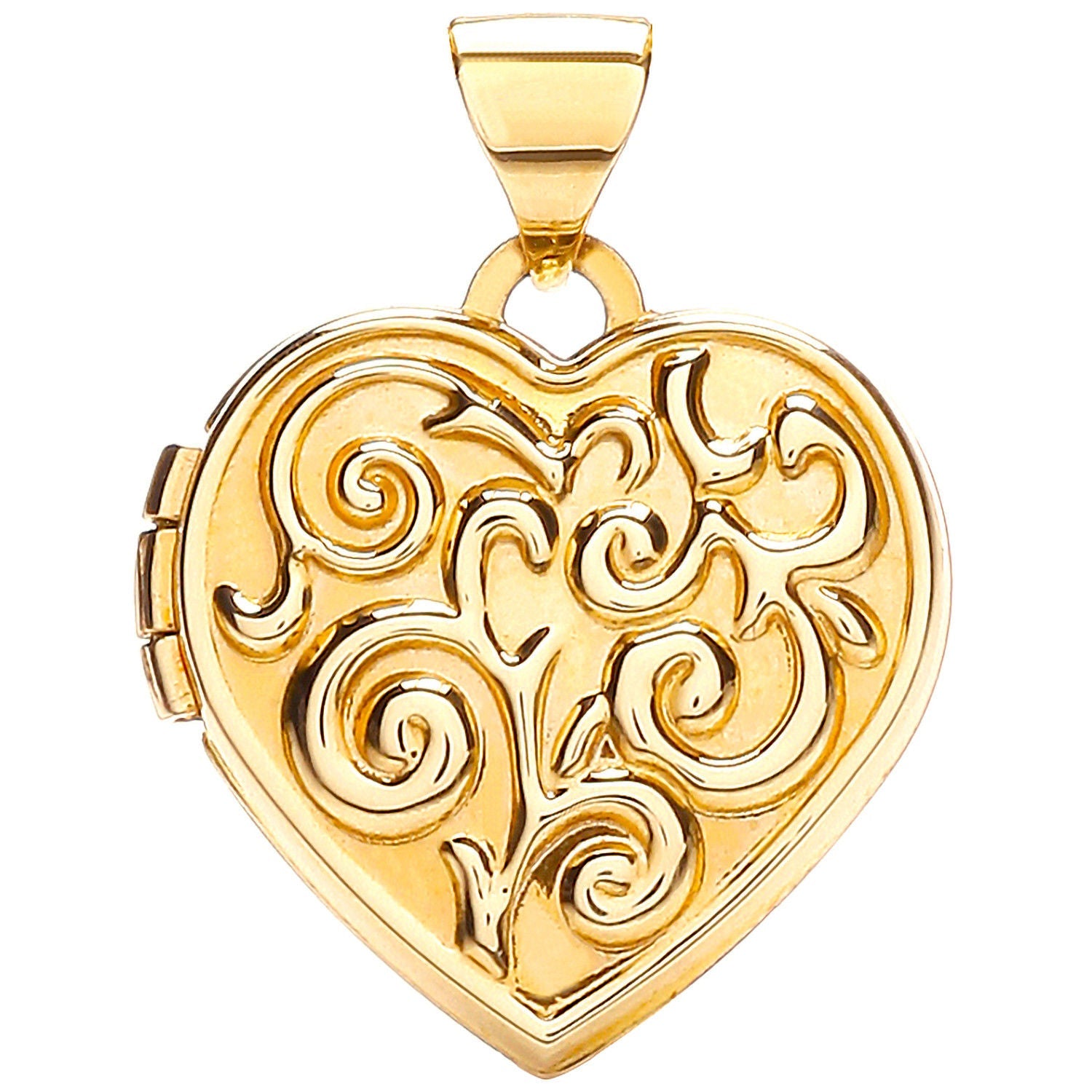 9ct Yellow Gold Heart Shape Locket with design