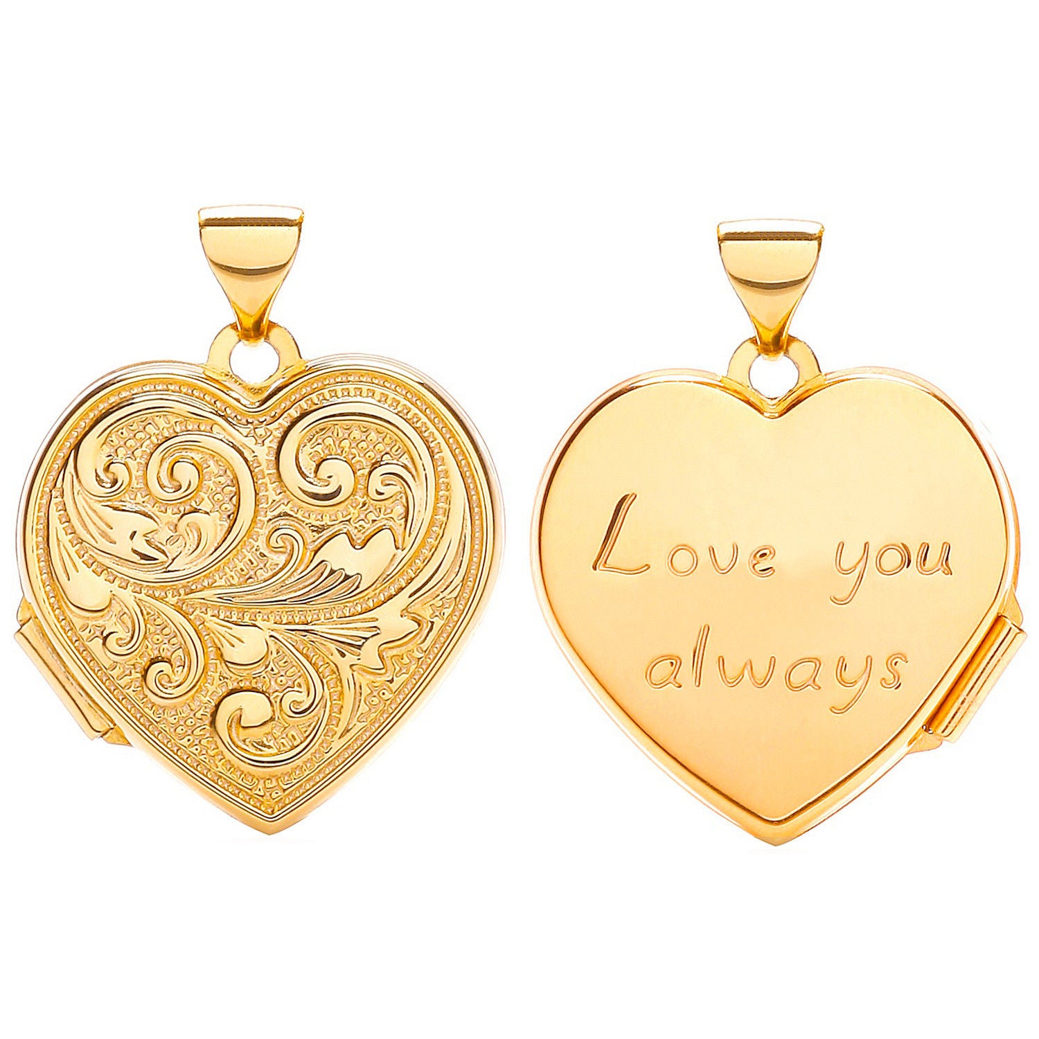 Y/G Heart Double Sided Locket (Love You & design)