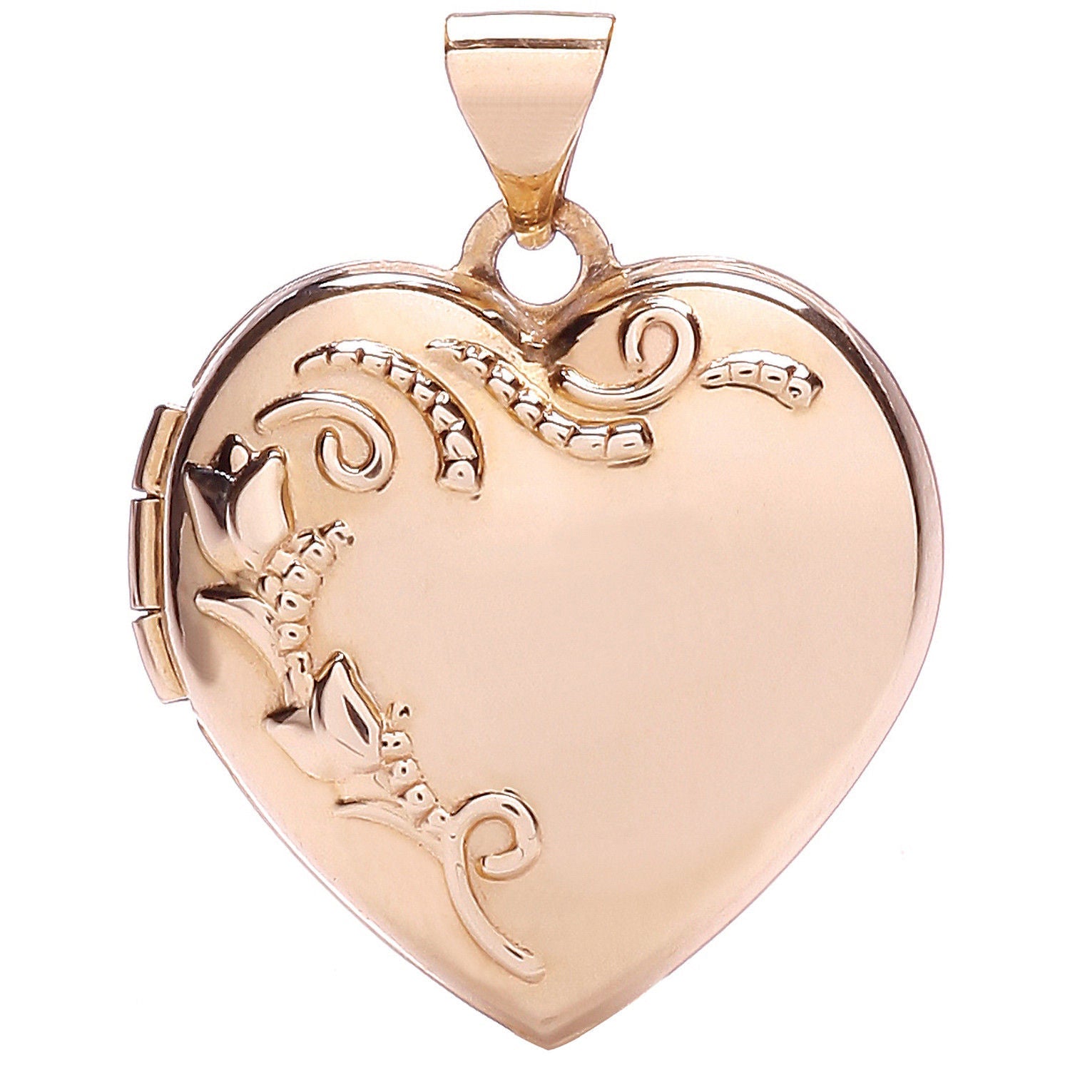 9ct Rose Gold Heart Shape Locket with design