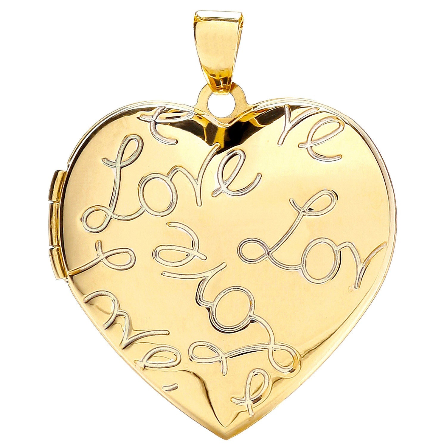 9ct Yellow Gold Heart Shape Locket with Love engraved