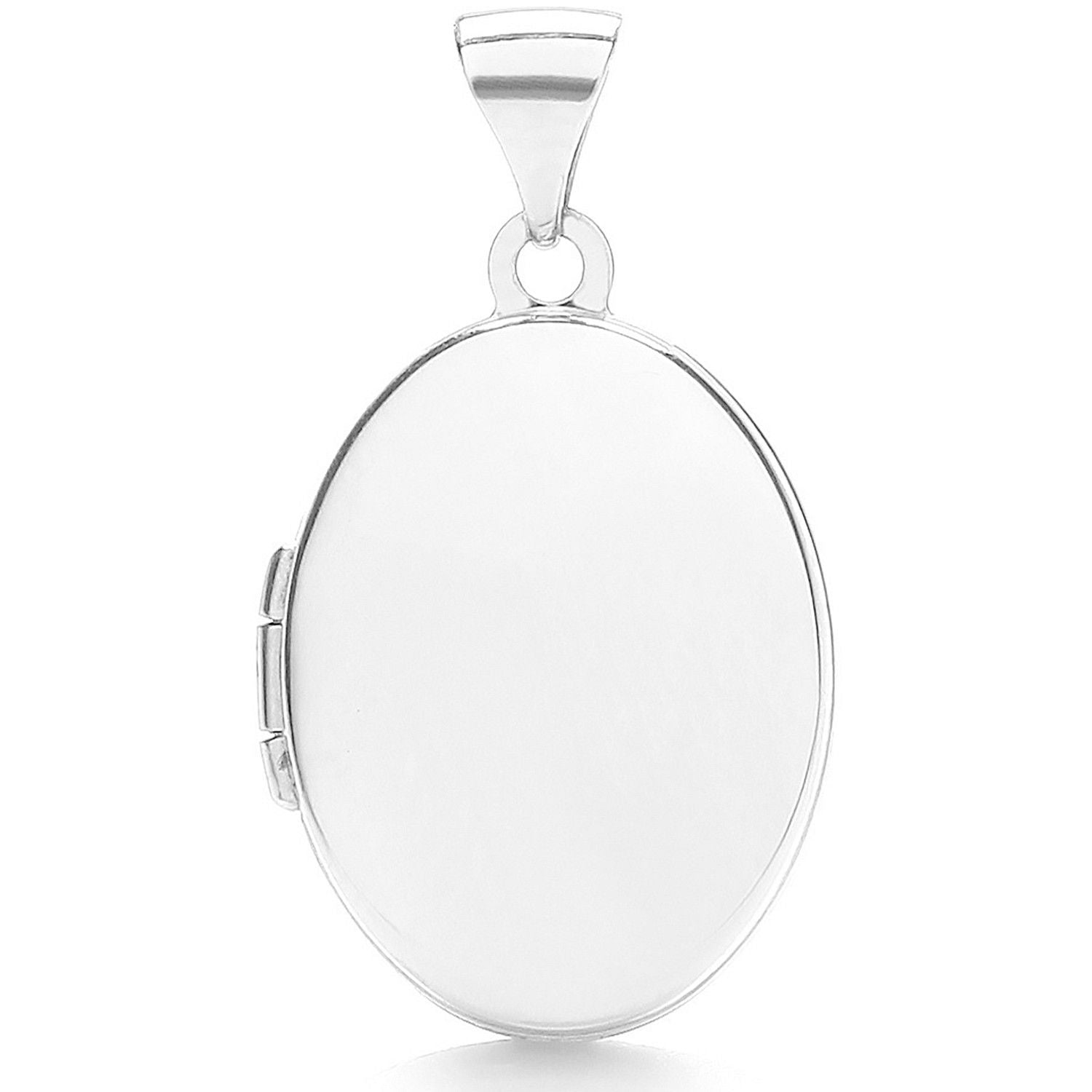 9ct White Gold Oval Shaped Plain Locket
