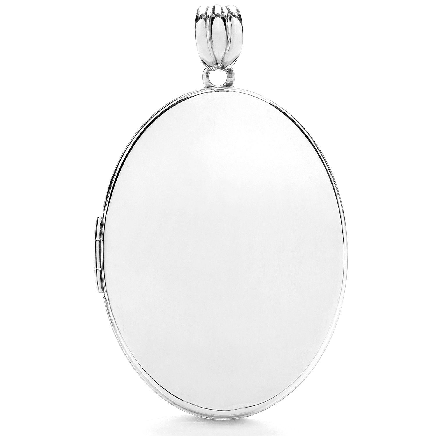 9ct White Gold Oval Plain Locket