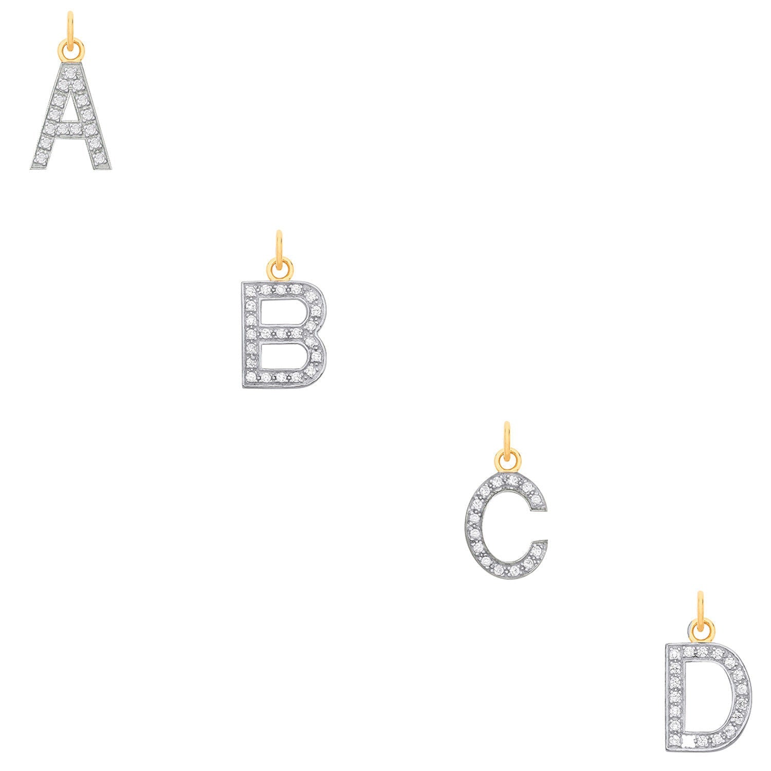 9ct Yellow Gold Medium Cubic Zirconia Initial Pendants