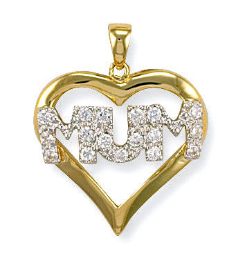 G Cz Heart Mum Pendant