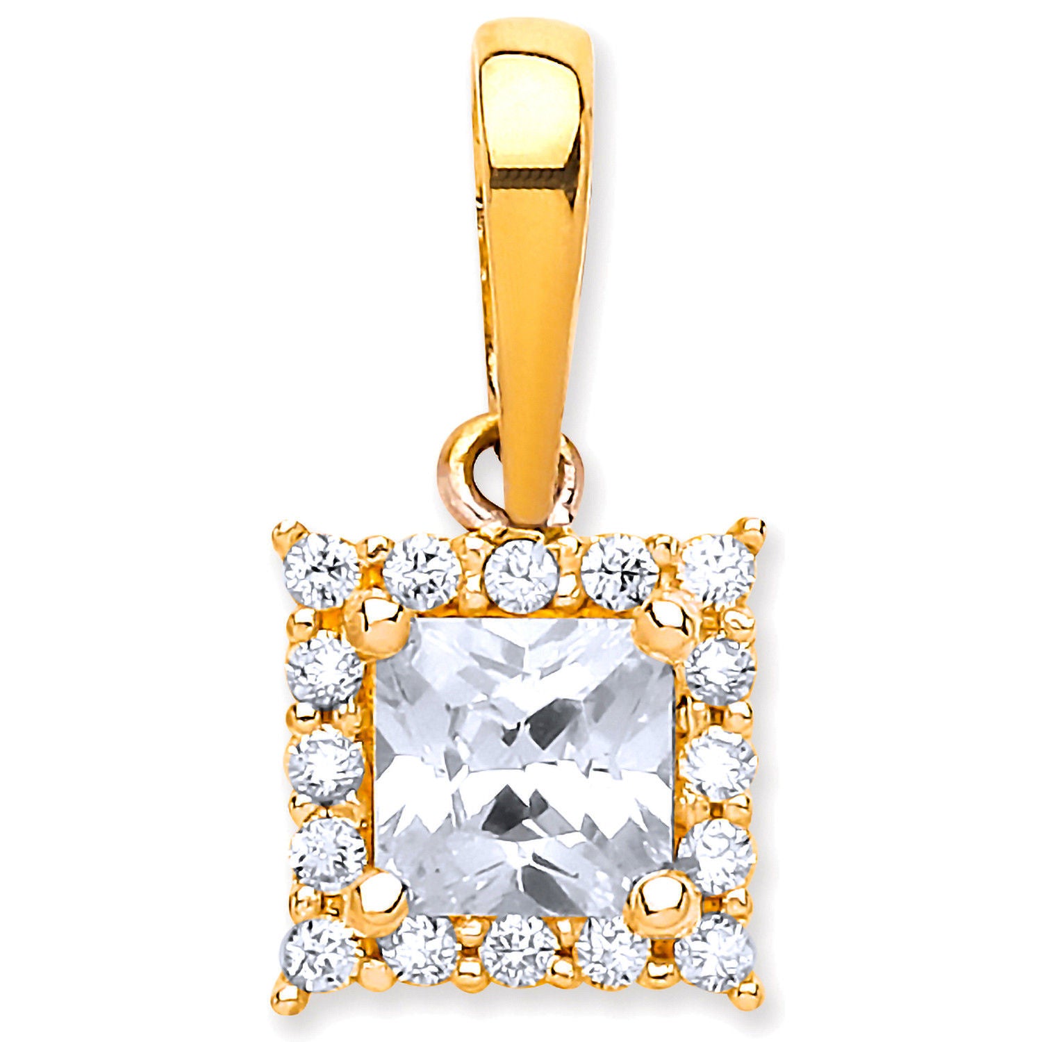 G Princess Cut Cz Centre Pendant