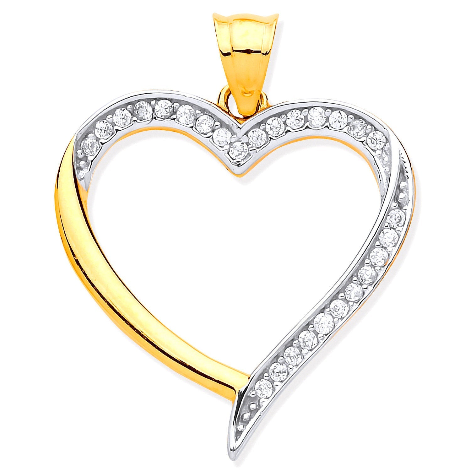 Y & 9ct White Gold Cubic Zirconia Heart Pendant