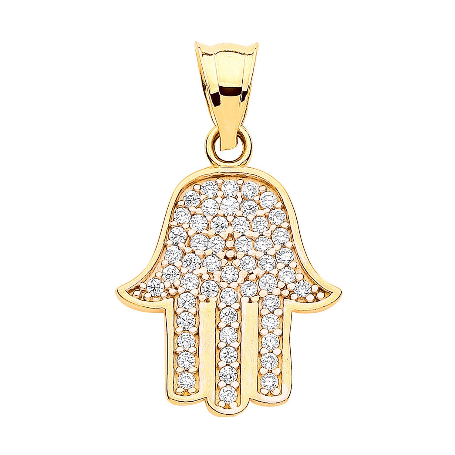 9ct Yellow Gold Cubic Zirconia Hamsa Pendant