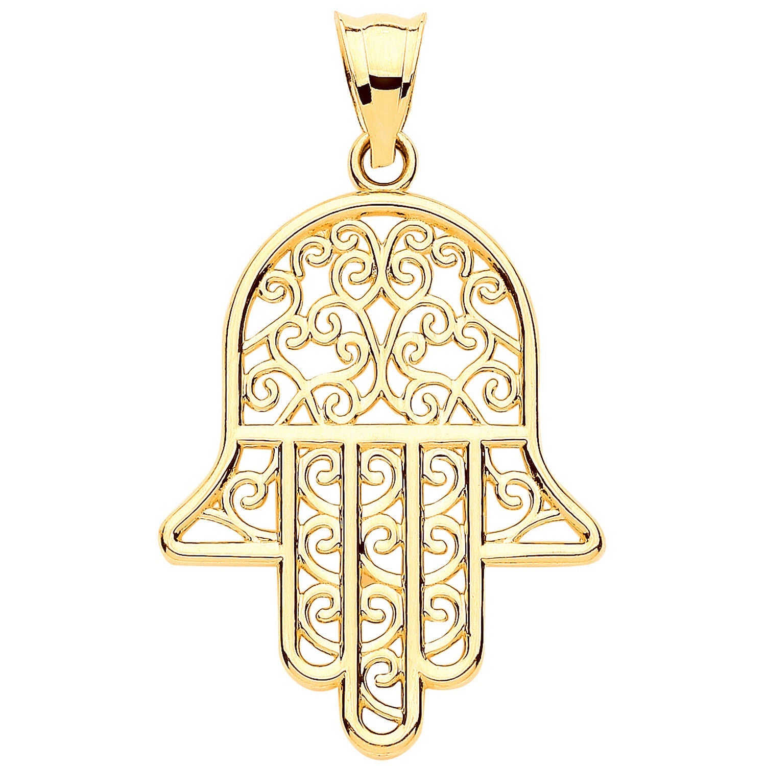 9ct Yellow Gold Filigree Hamsa Pendant