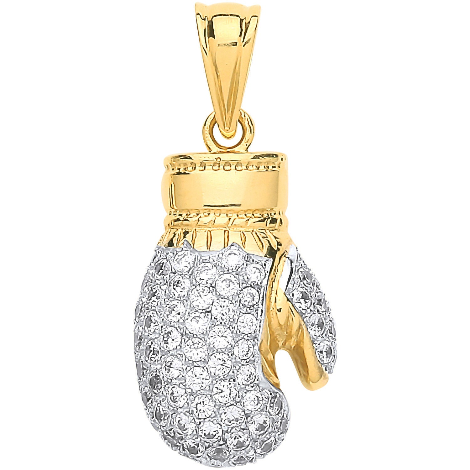 G Cz Hollow Boxing Glove Pendant