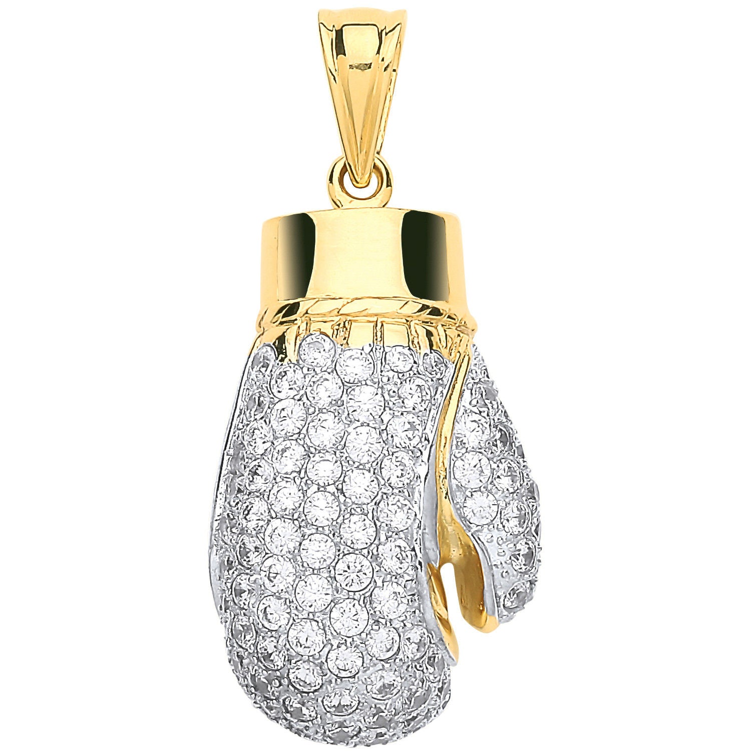 G Cz Hollow Large Boxing Glove Pendant