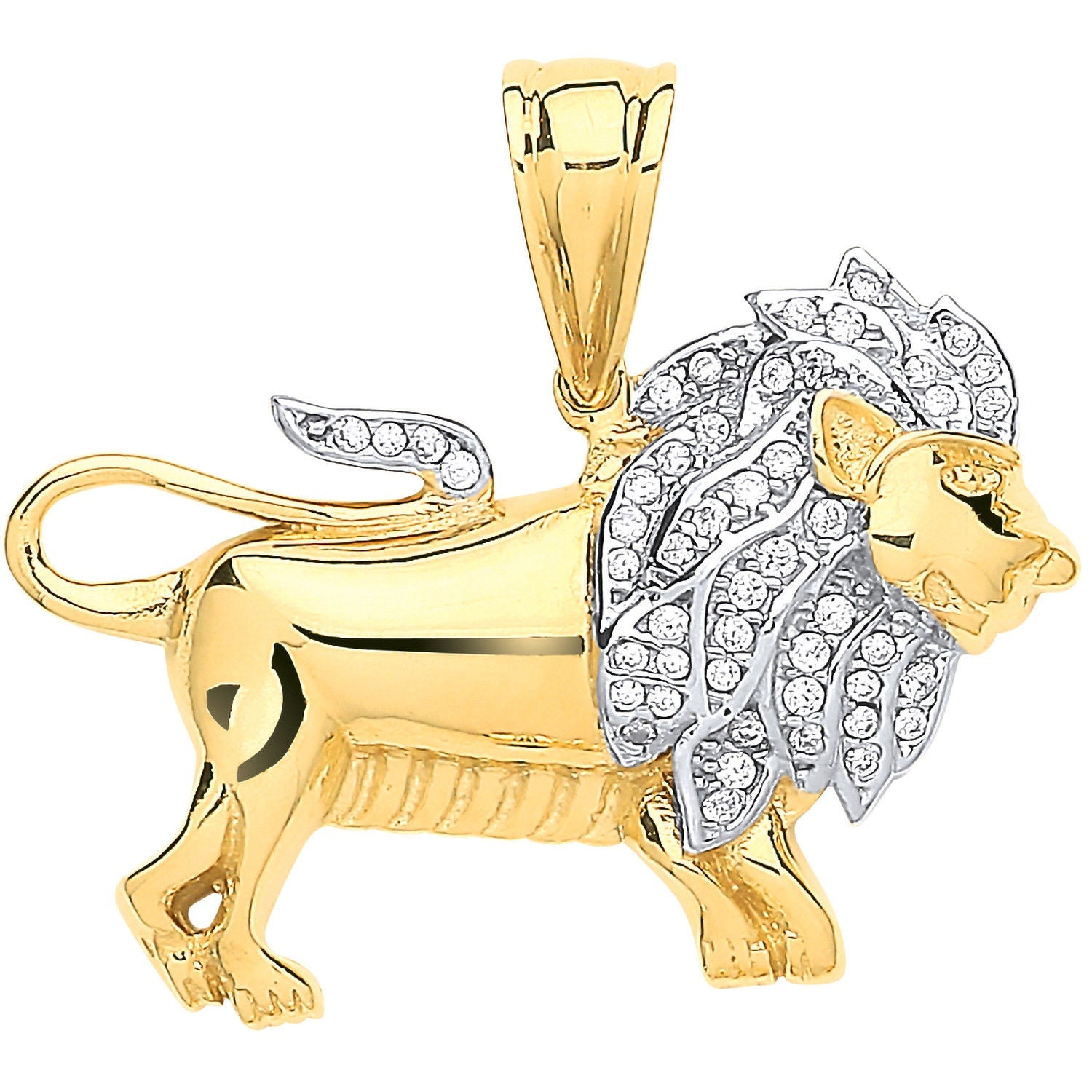 9ct Yellow Gold Cubic Zirconia Lion Pendant