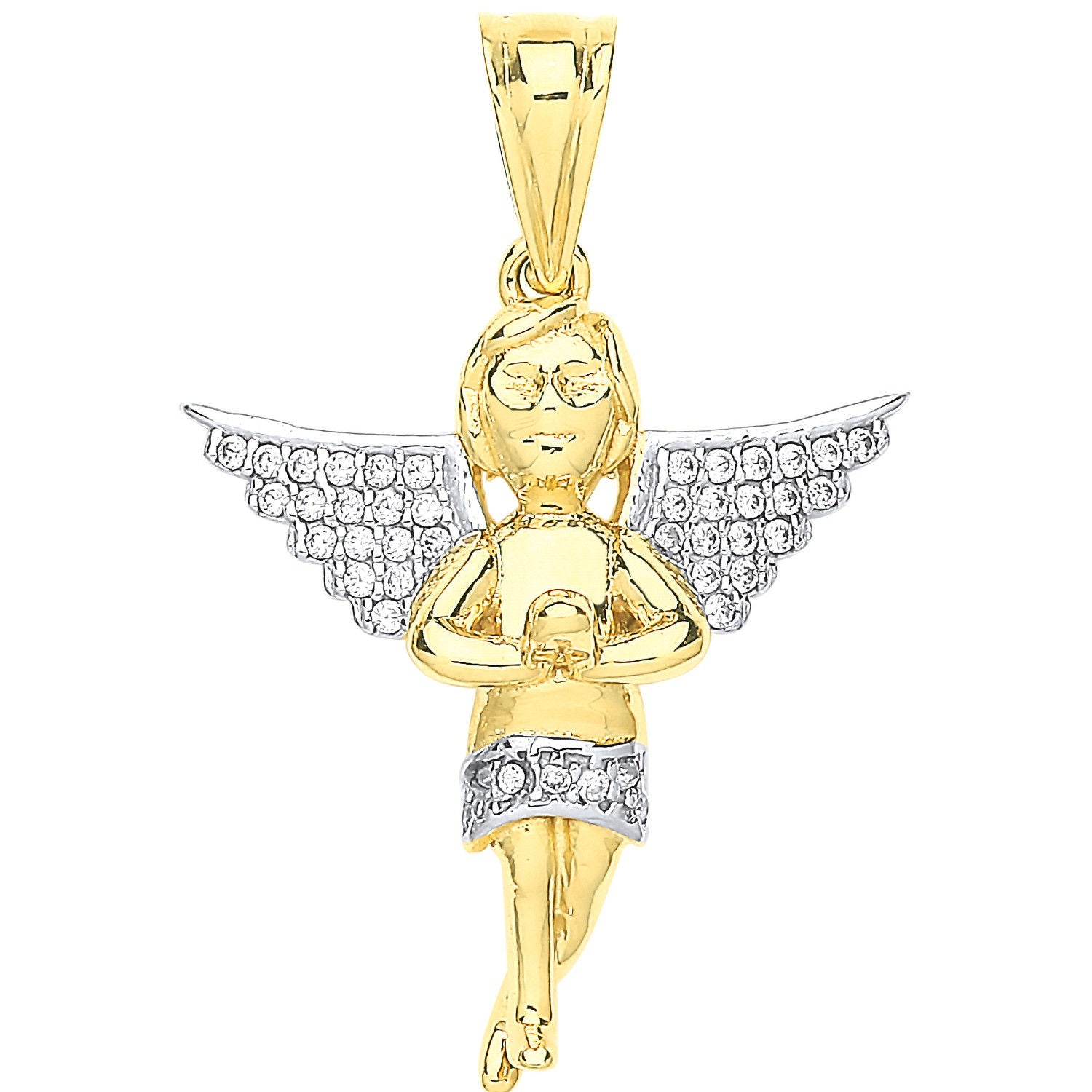 G Cz Praying Angel Pendant