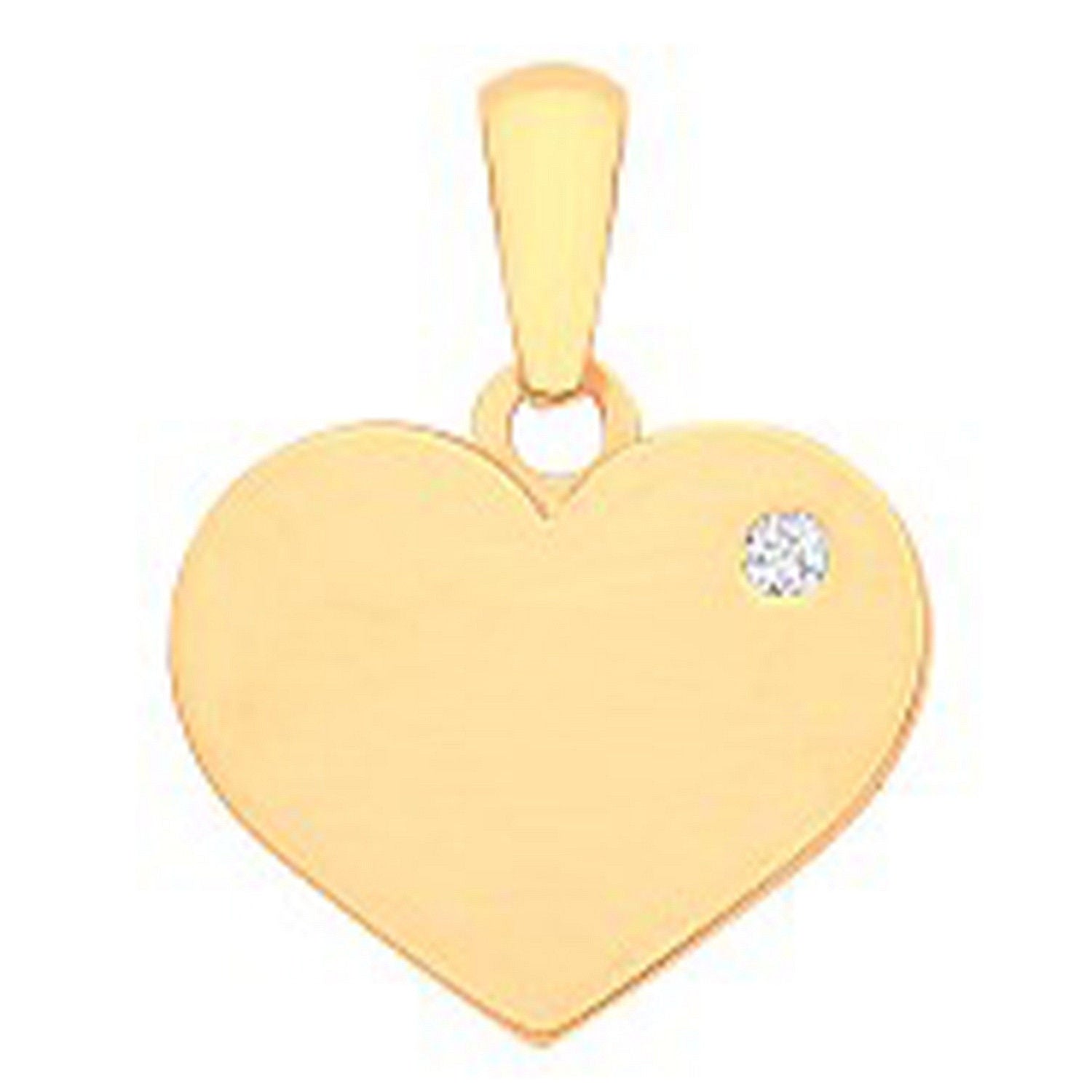 Y/G Cz Plain Heart Pendant