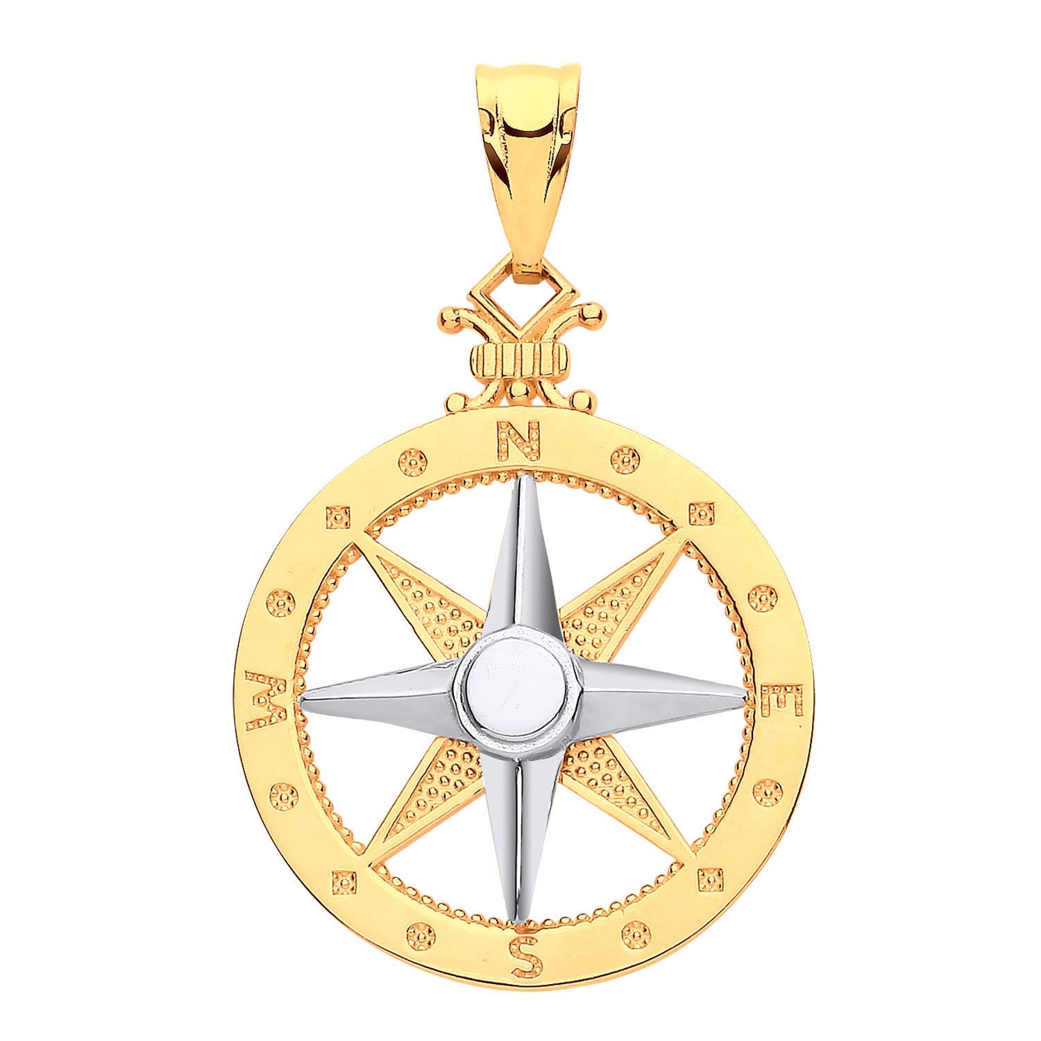 Y 9ct White Gold Compass Pendant
