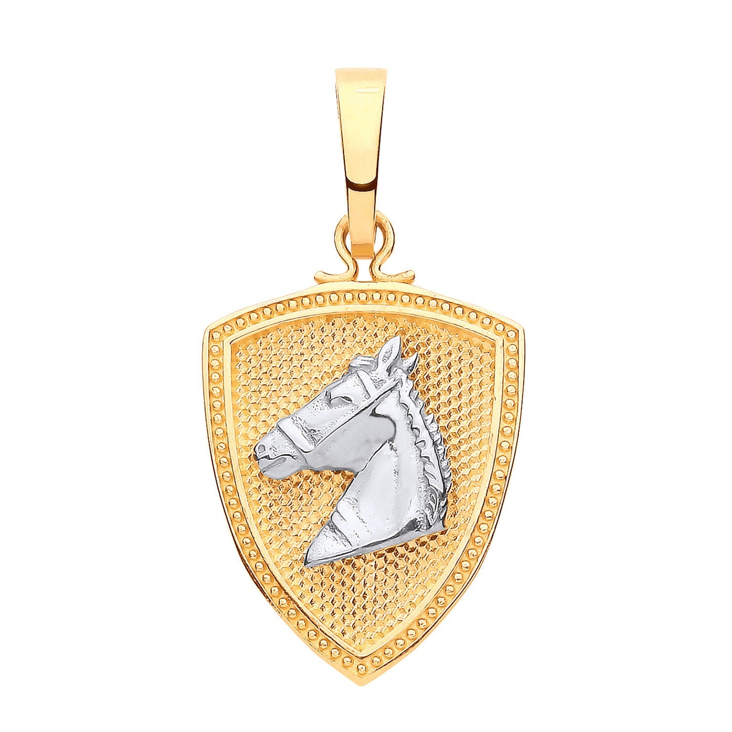 Y 9ct White Gold Horse Head & Shield Pendant