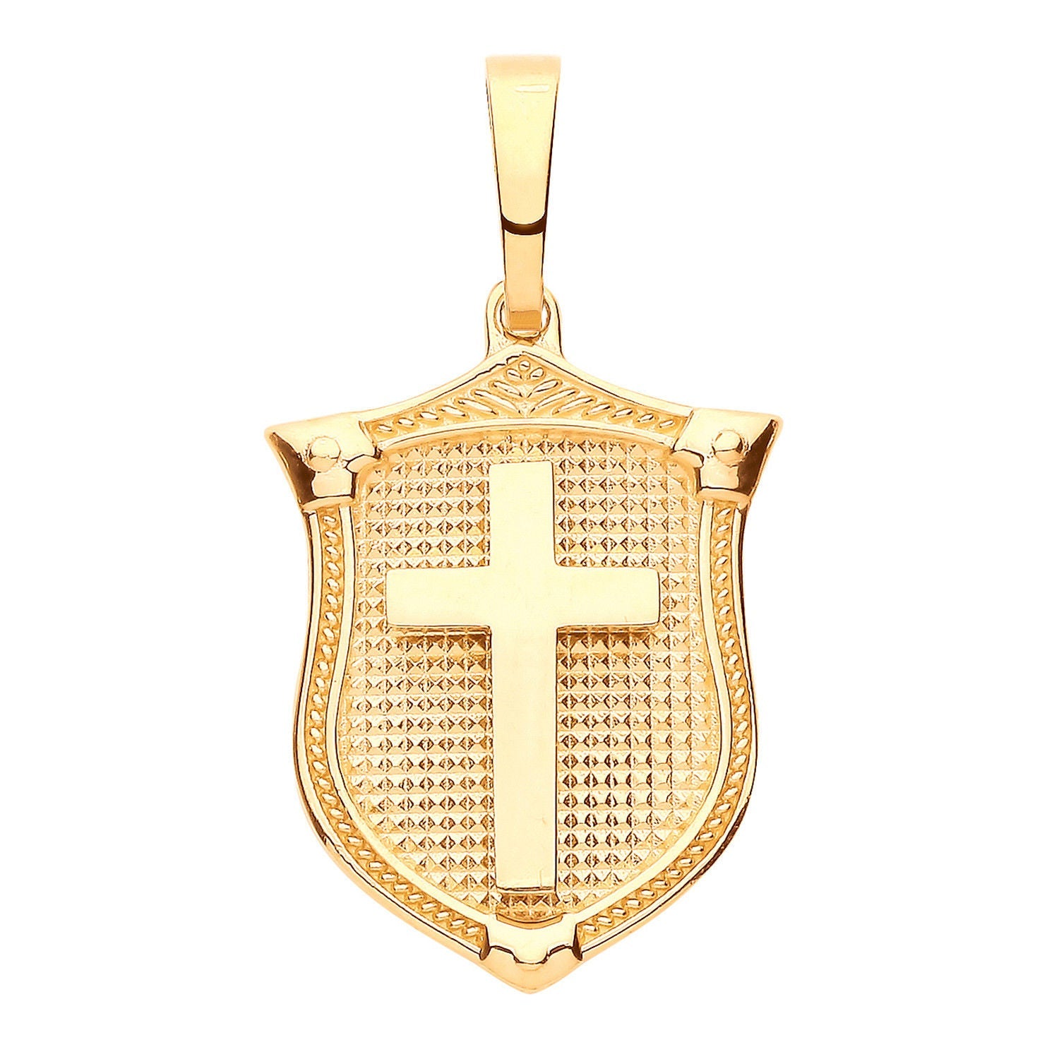 9ct Yellow Gold Cross Shield Pendant