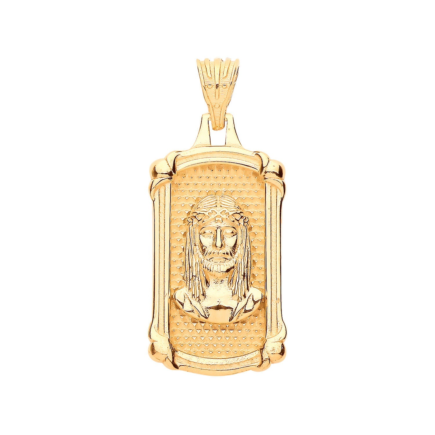 9ct Yellow Gold Jesus Dog Tag Pendant