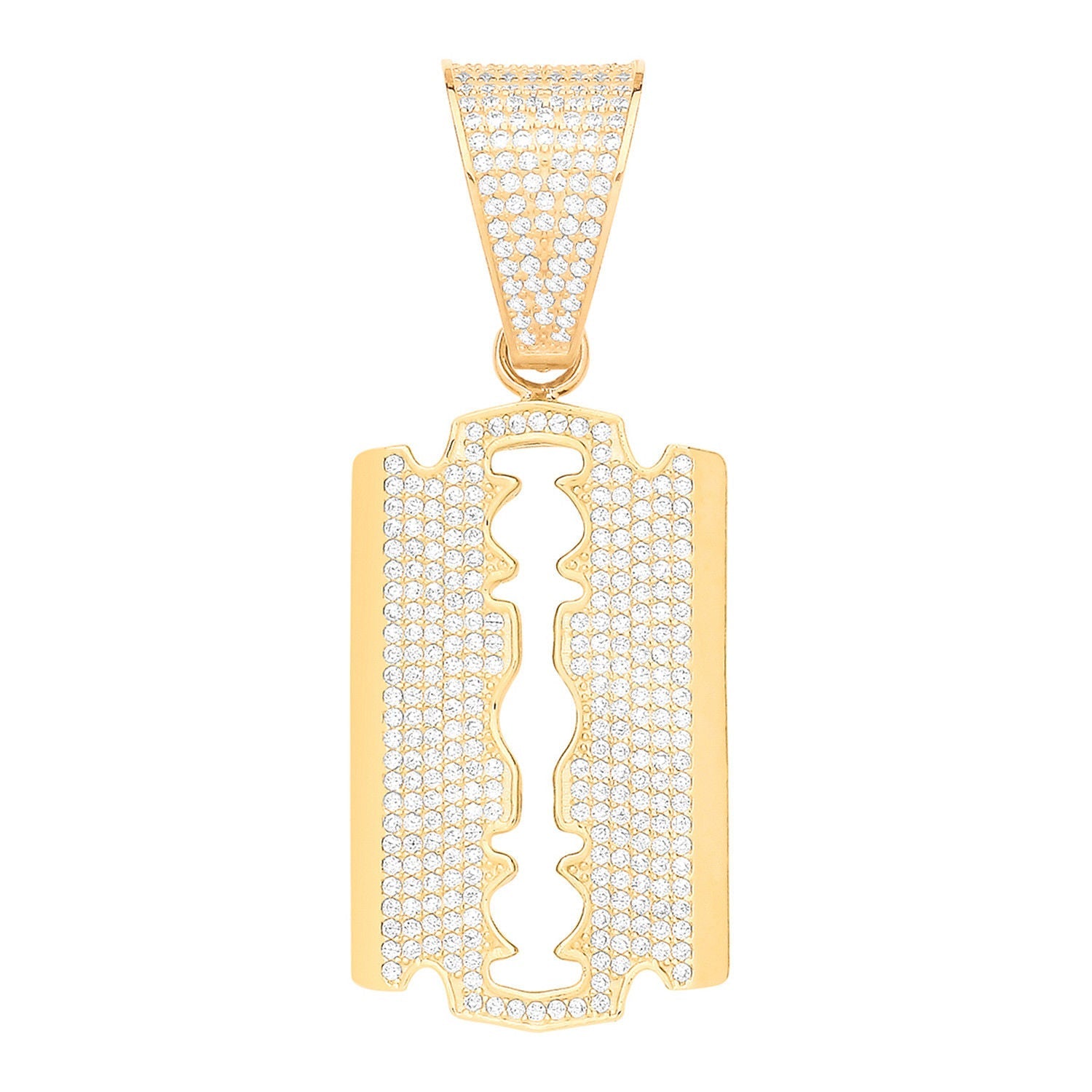 9ct Yellow Gold Razor Blade Cubic Zirconia Pendant