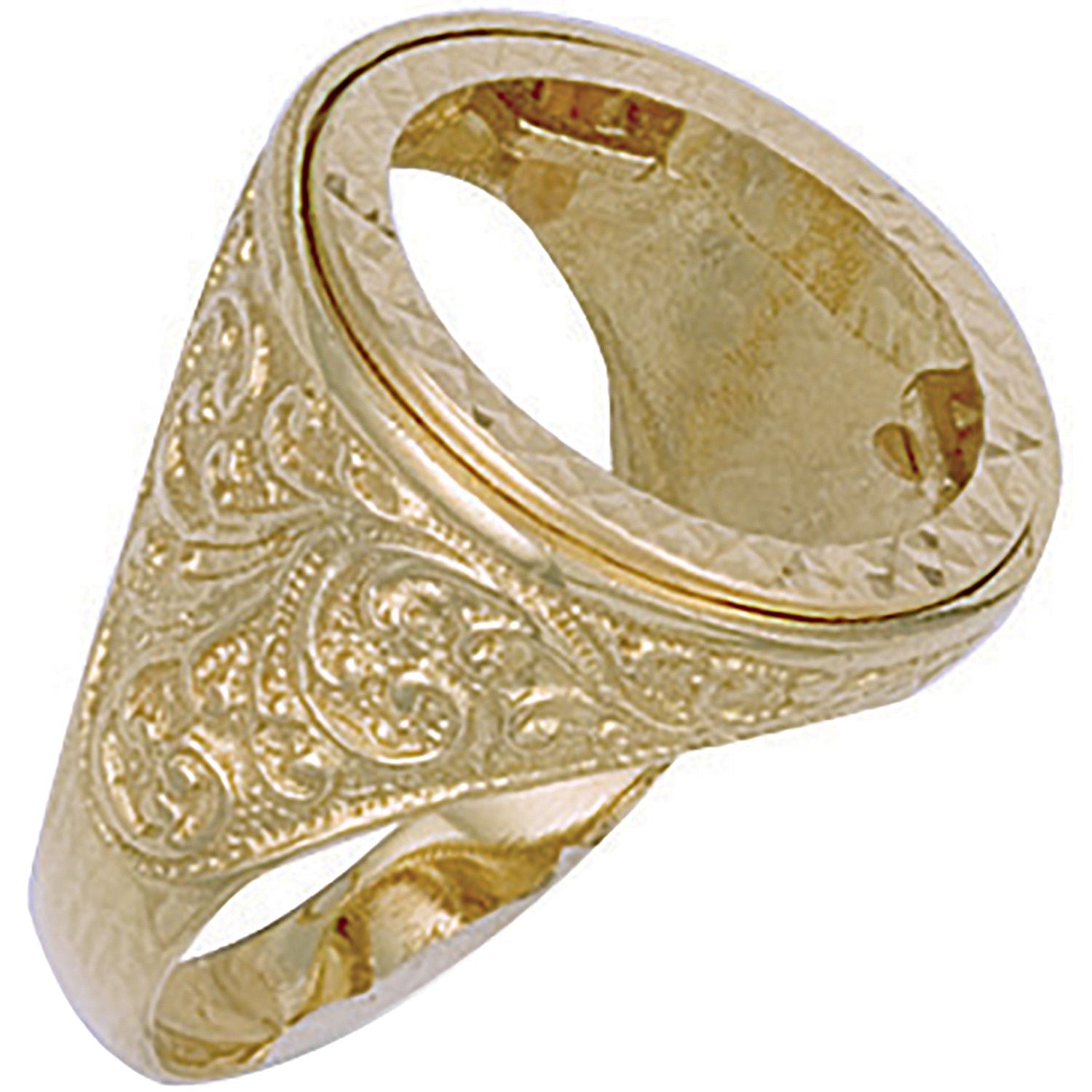 9ct Yellow Gold (Full) Engraved Sides Sovereign Ring