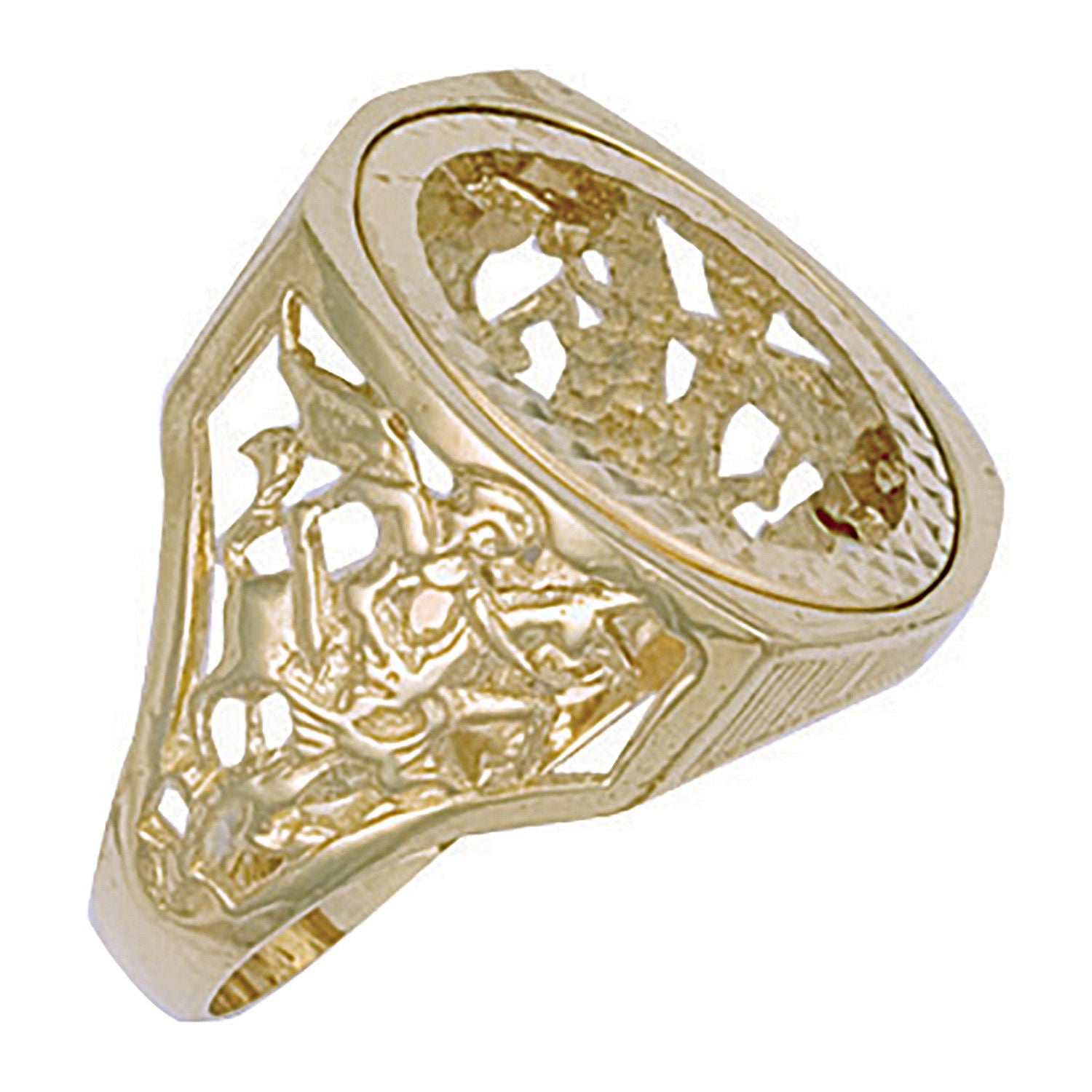 Y/G (Half) Square Top George & Dragon Sovereign Ring