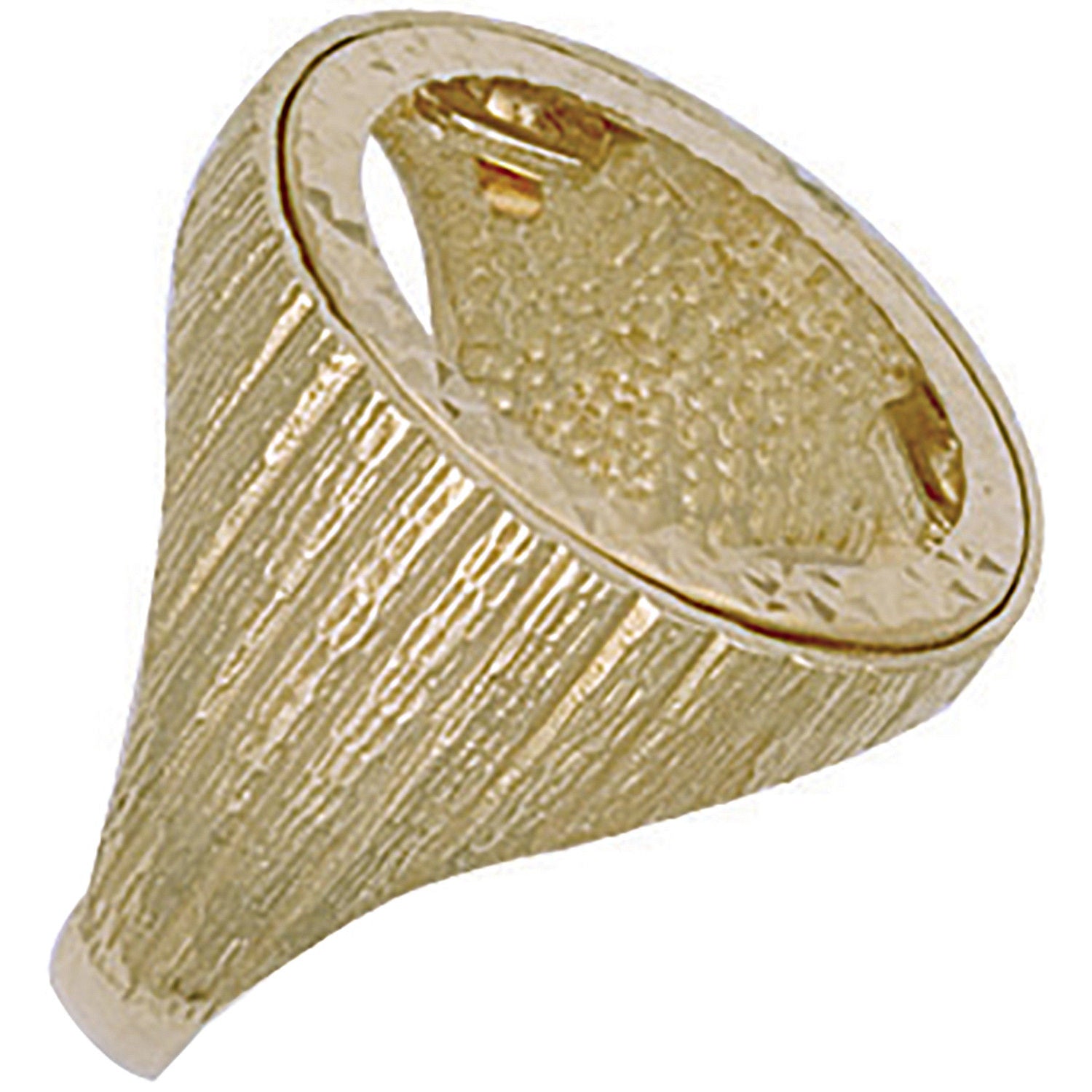 9ct Yellow Gold (Full) Barked Sides Sovereign Ring