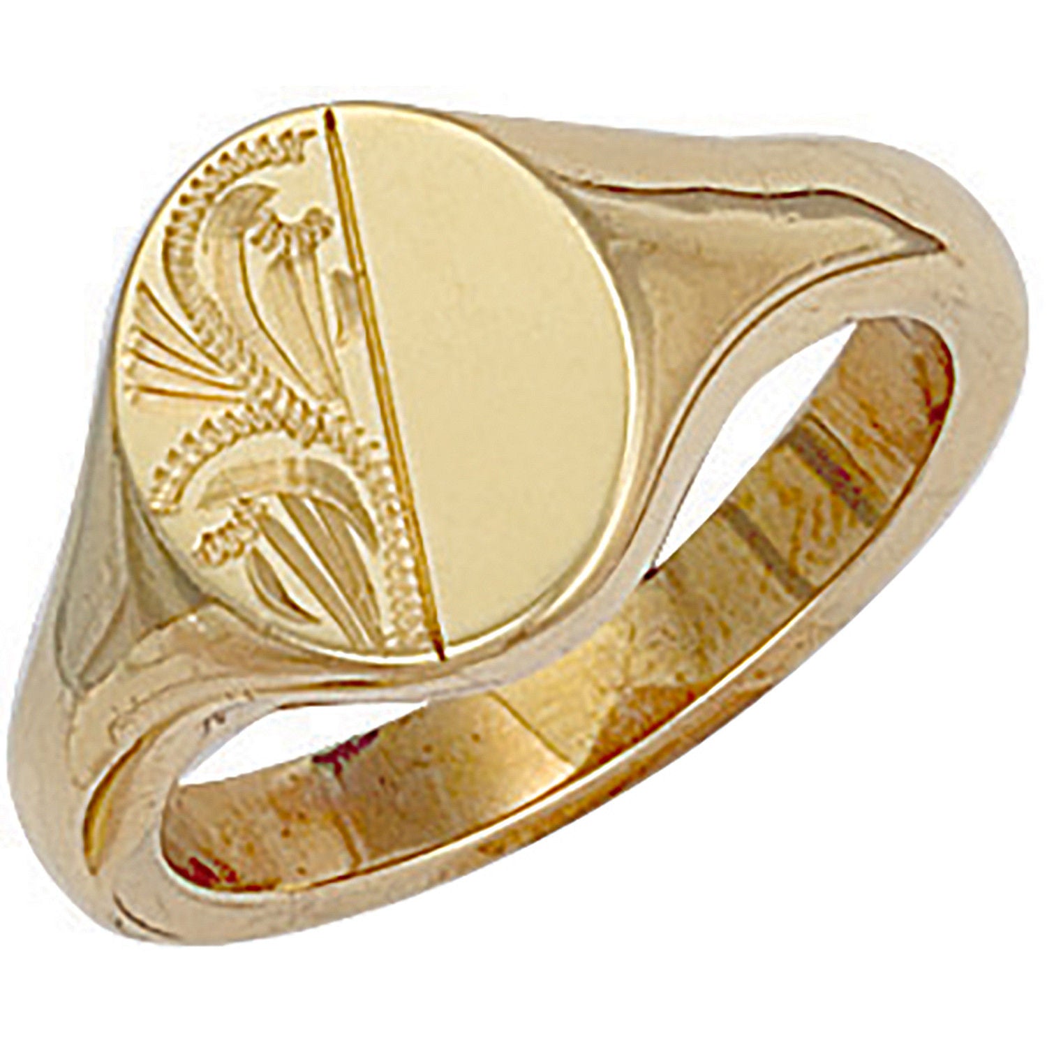 G Engraved Oval Signet Ring