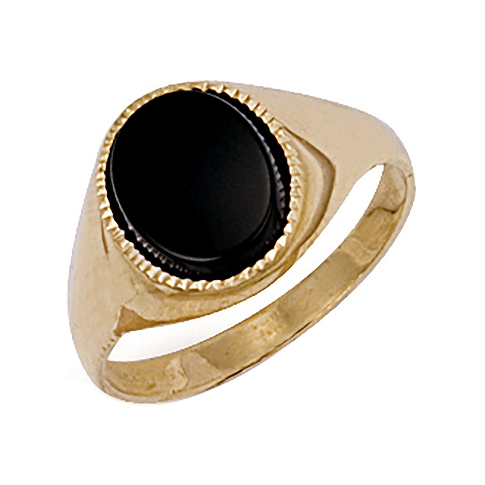 G Plain Oval Black Stone Ring