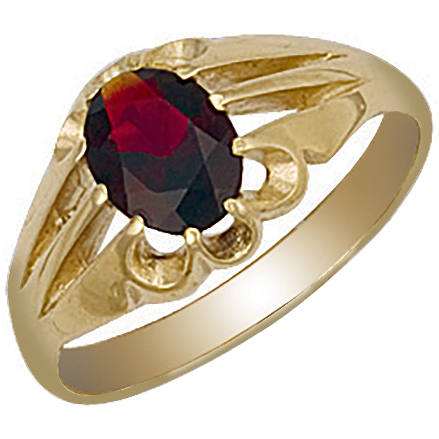 9ct Yellow Gold Garnet Gipsy Ring