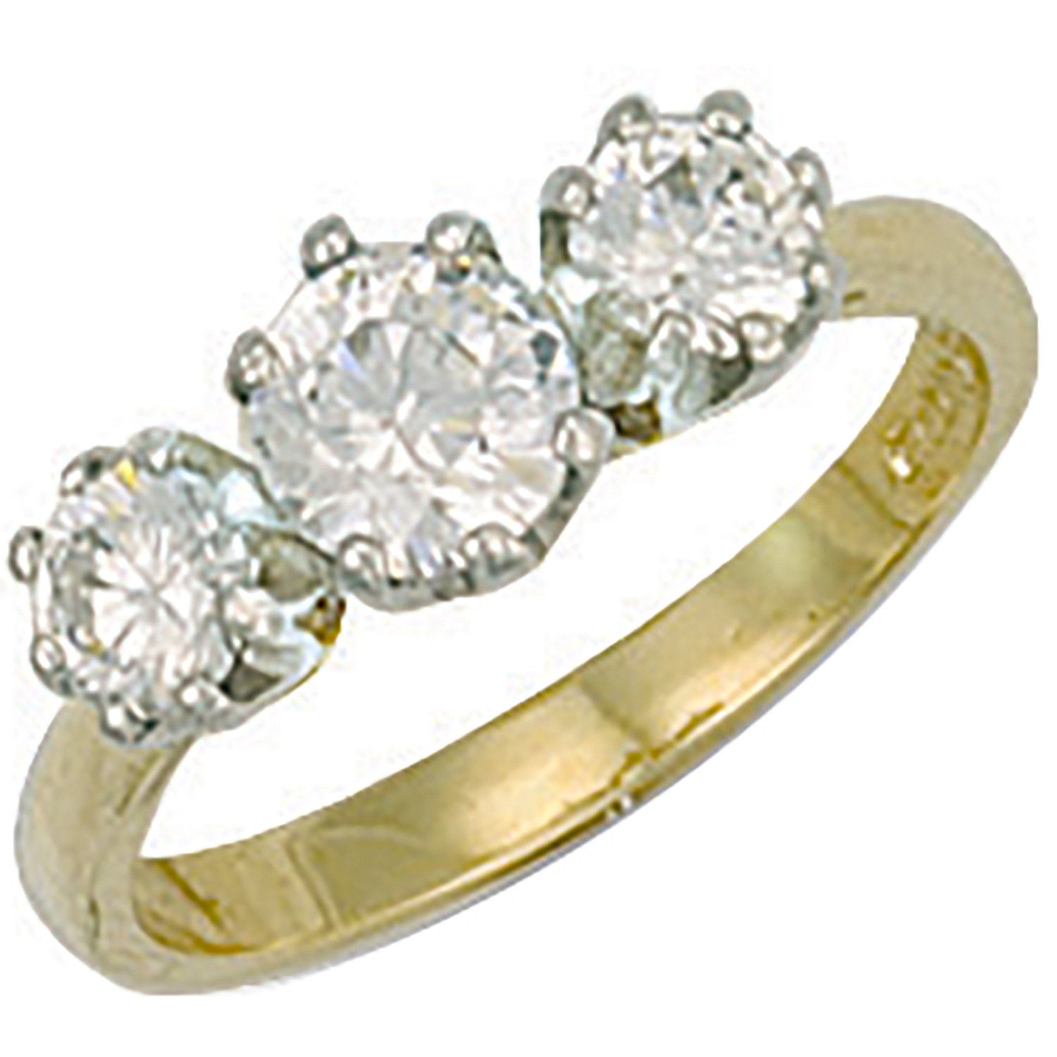 9ct Yellow Gold Cubic Zirconia 3 Stone Cubic Zirconia Ring