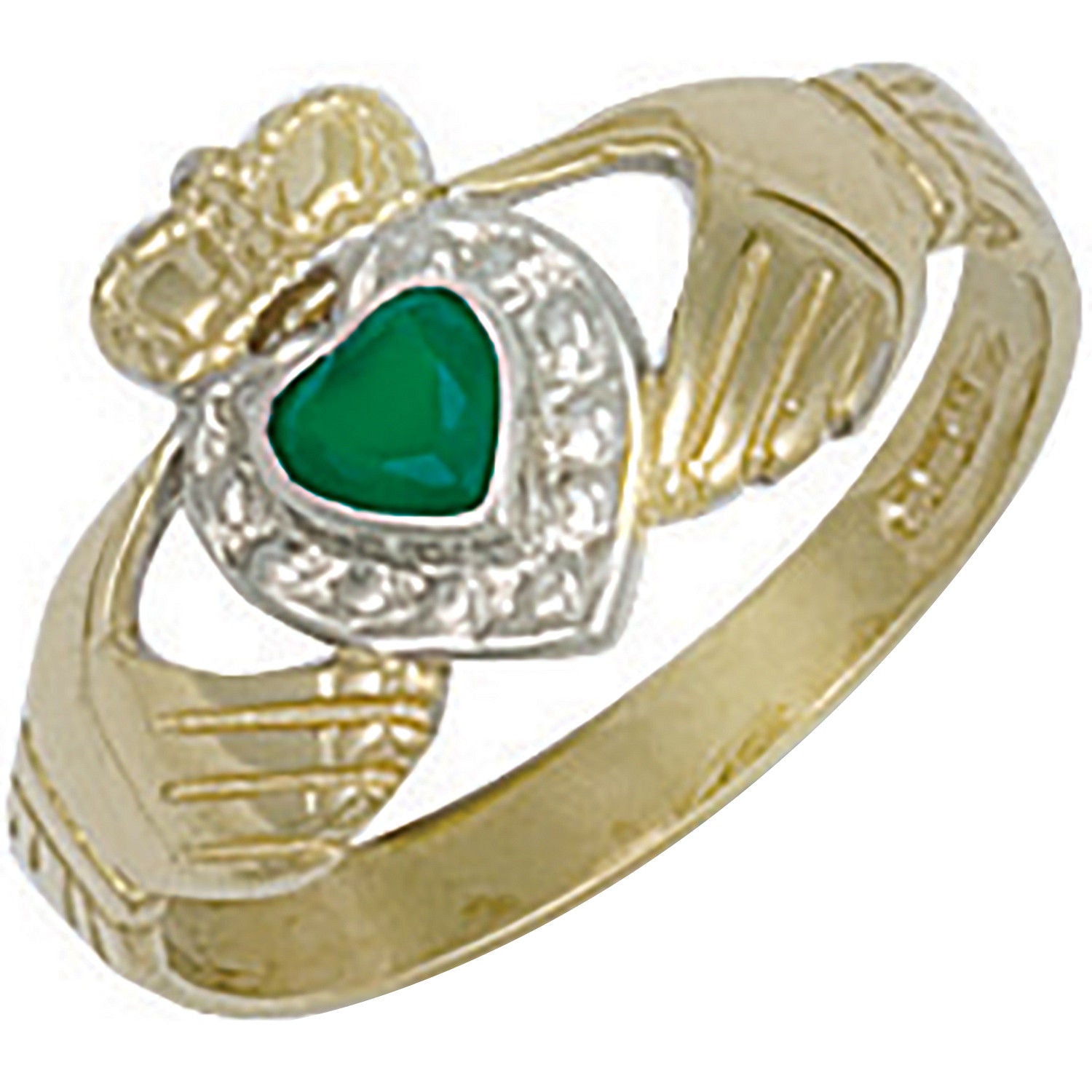 Y/G Cz Claddagh Ring